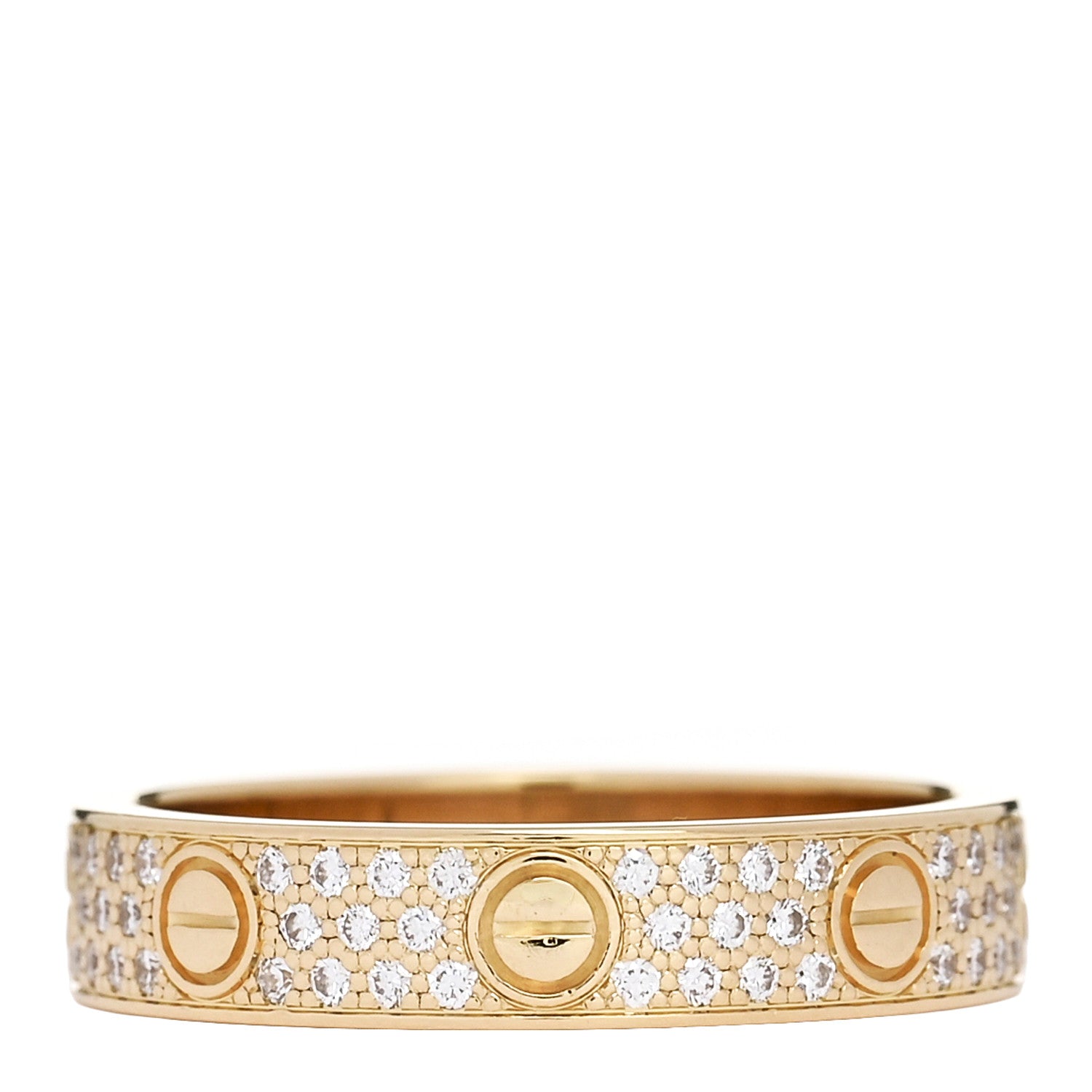 18K Yellow Gold Diamond 4mm LOVE Wedding Paved Band Ring 51 5.75 — view 3