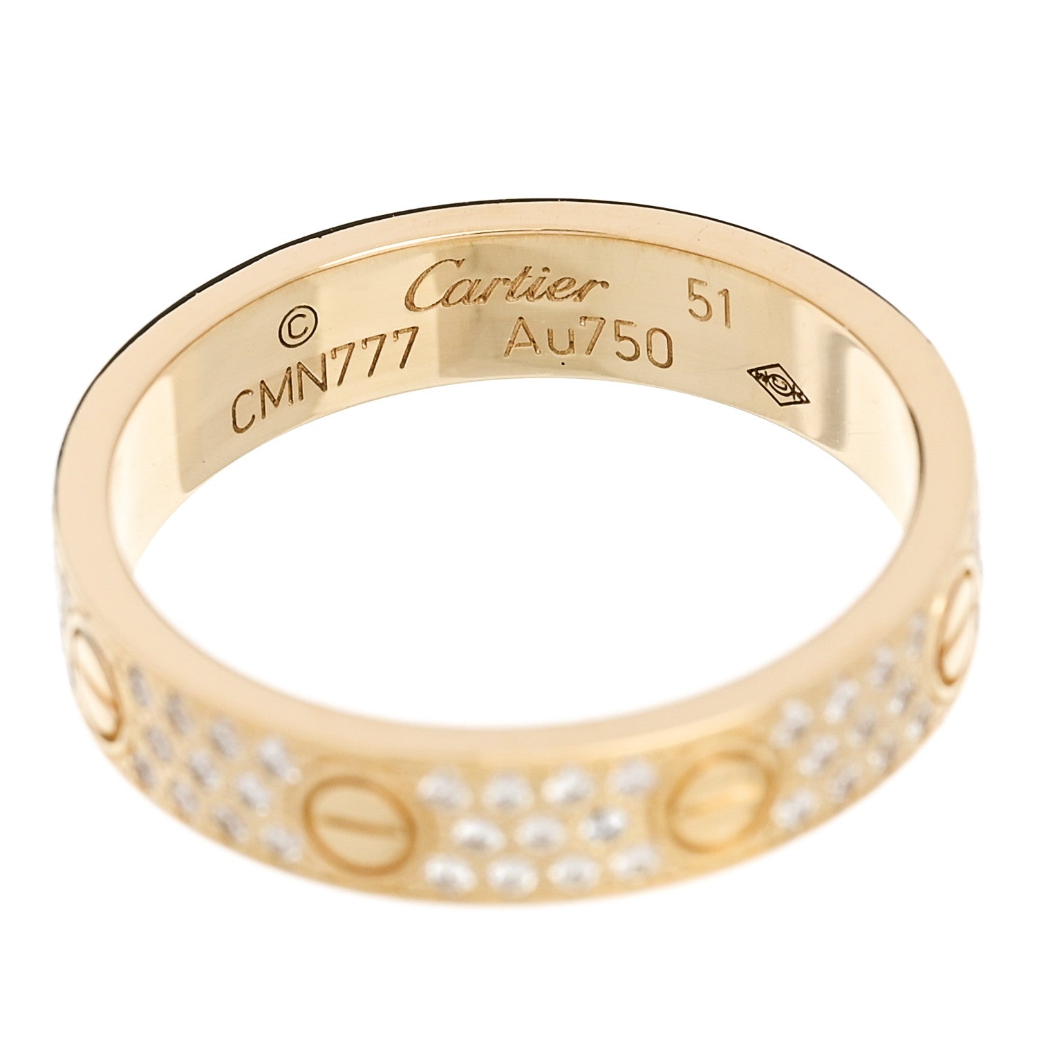 18K Yellow Gold Diamond 4mm LOVE Wedding Paved Band Ring 51 5.75 — view 4