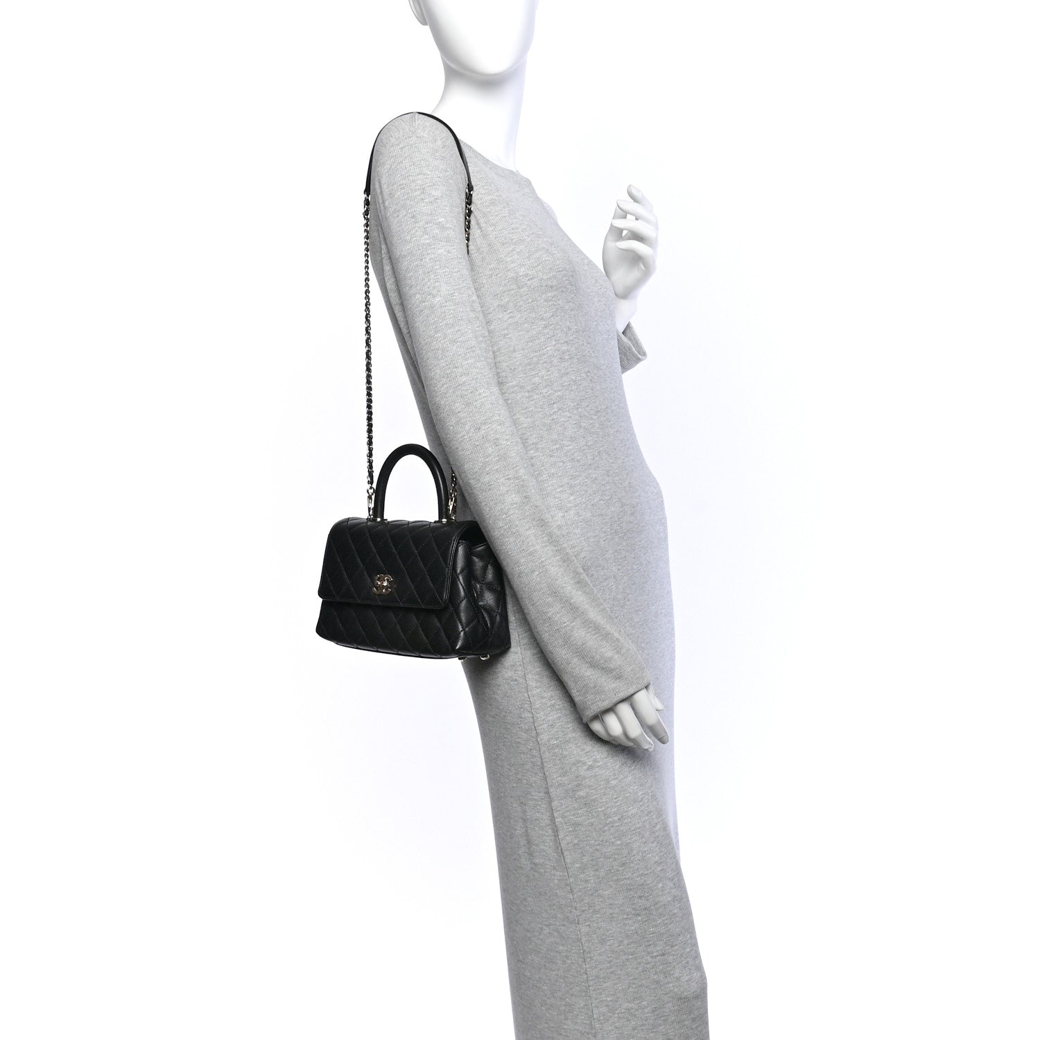 Caviar Quilted Mini Coco Handle Flap Black — view 2