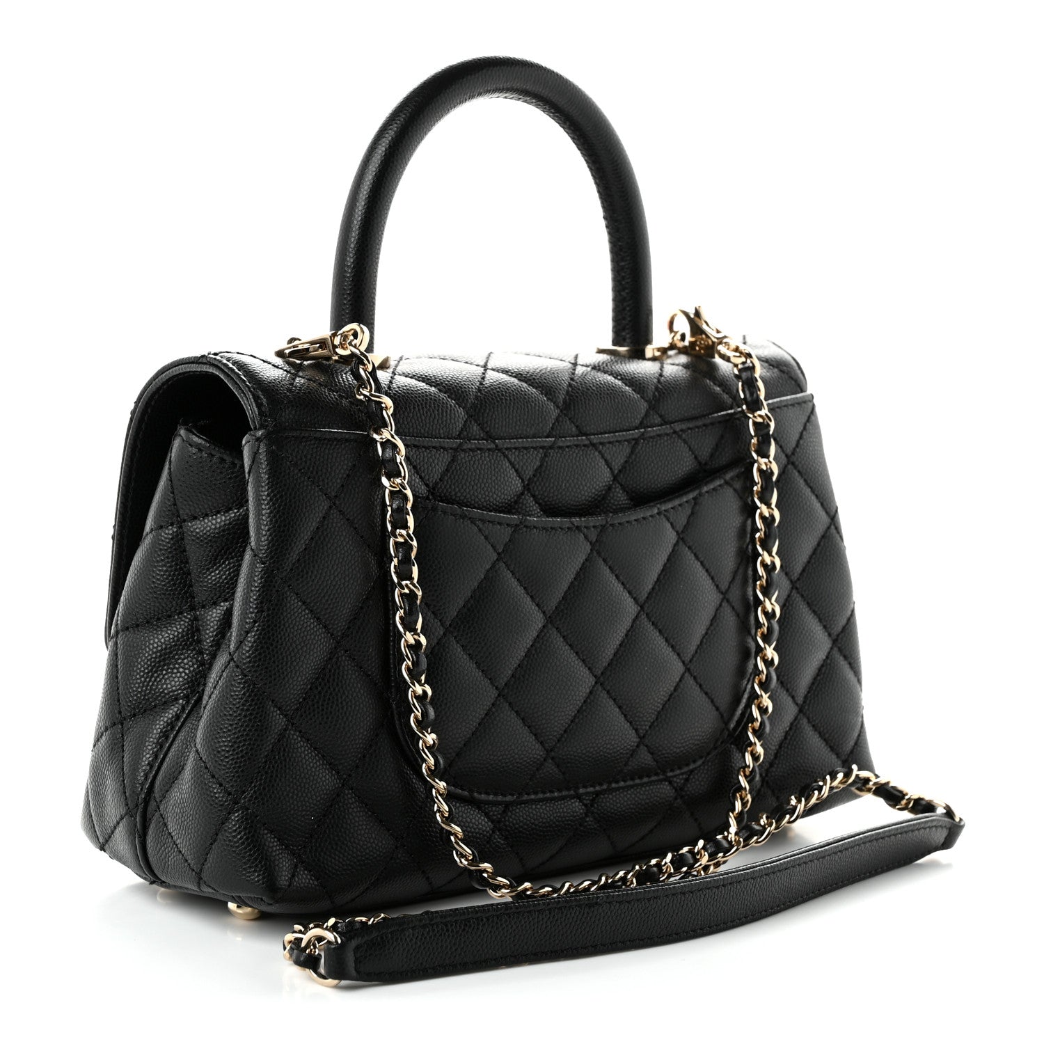 Caviar Quilted Mini Coco Handle Flap Black — view 3