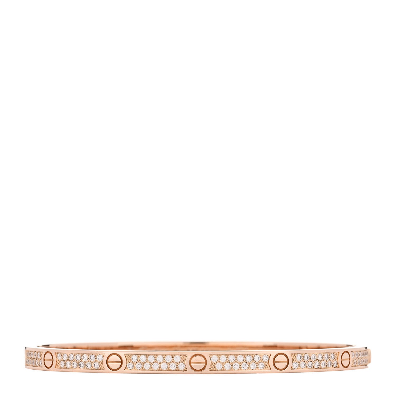 18K Pink Gold Diamond Small LOVE Paved Bracelet 16