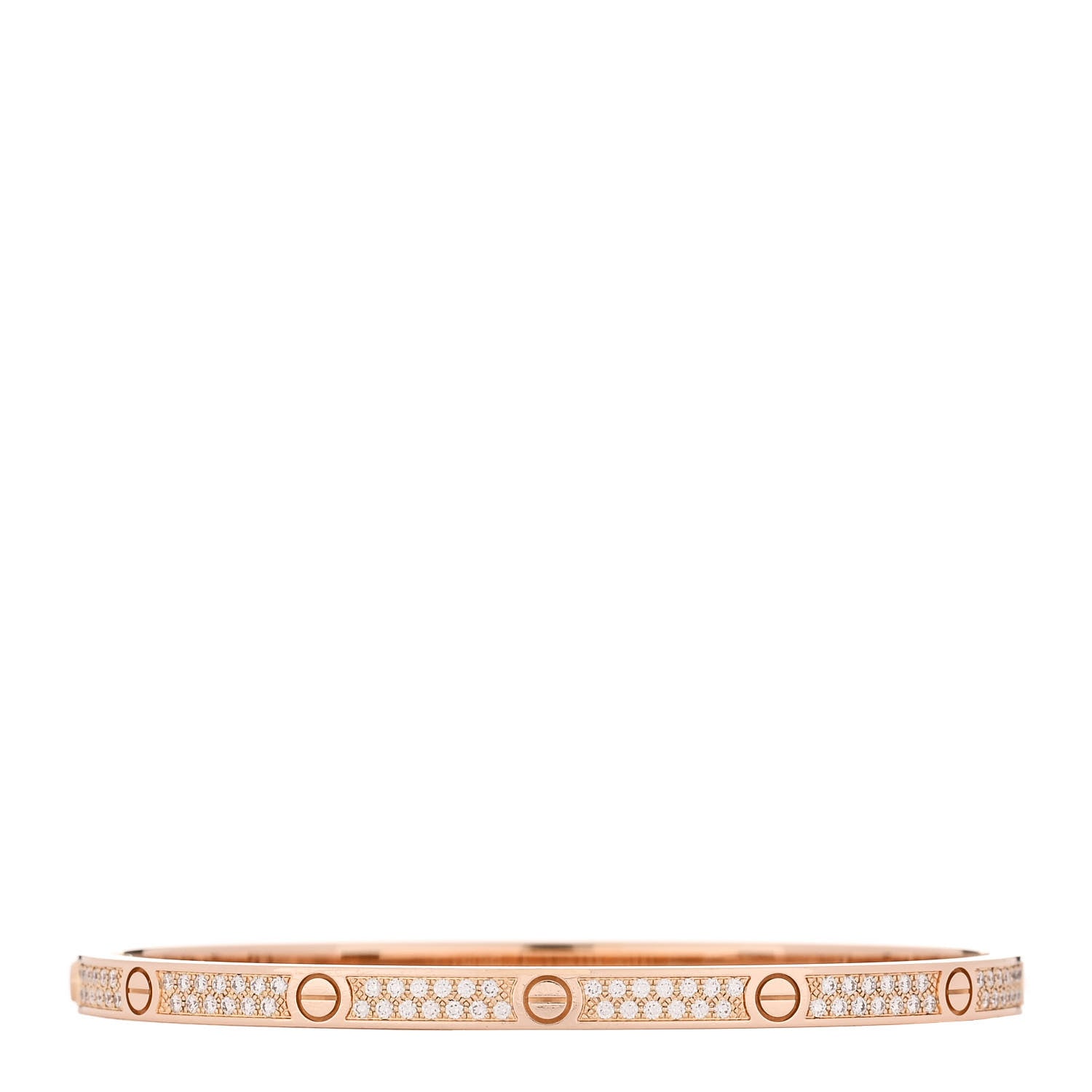 18K Pink Gold Diamond Small LOVE Paved Bracelet 16 — view 2
