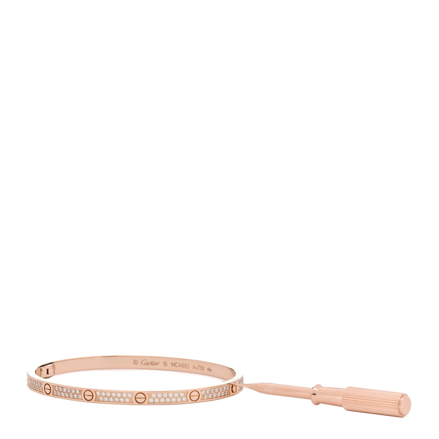 18K Pink Gold Diamond Small LOVE Paved Bracelet 16 — view 4