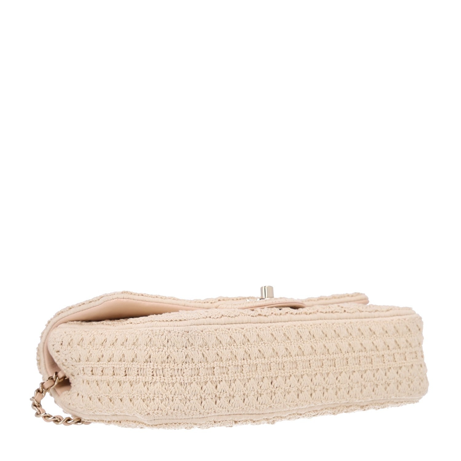Crochet Embroidered Camelia Small Rectangular Flap Ecru — view 4