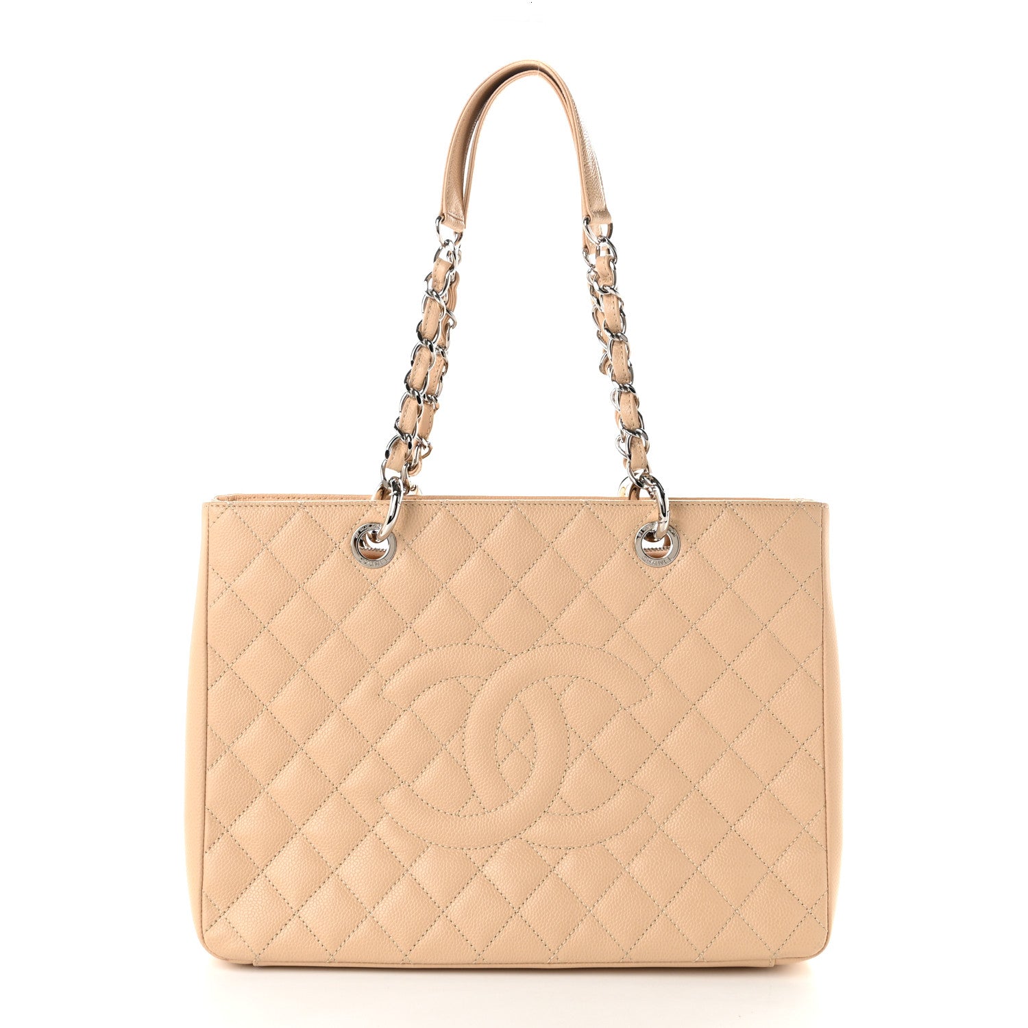 Caviar Quilted Grand Shopping Tote GST Beige