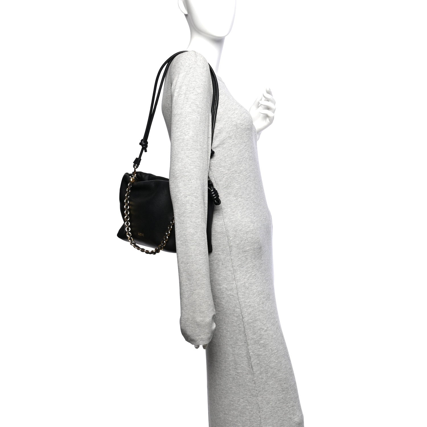 Mellow Nappa Medium Donut Chain Flamenco Knot Clutch Black — view 2