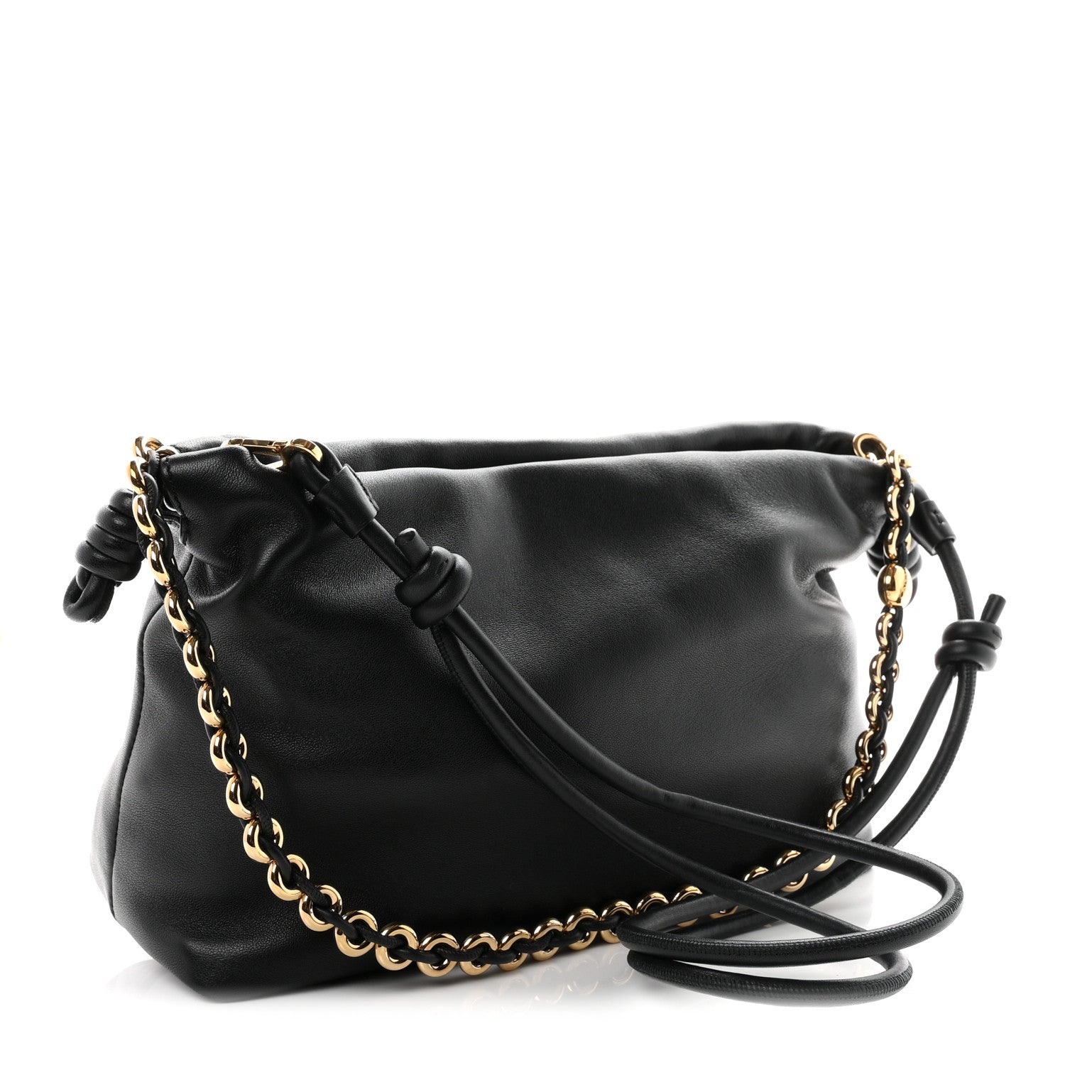 Mellow Nappa Medium Donut Chain Flamenco Knot Clutch Black — view 3