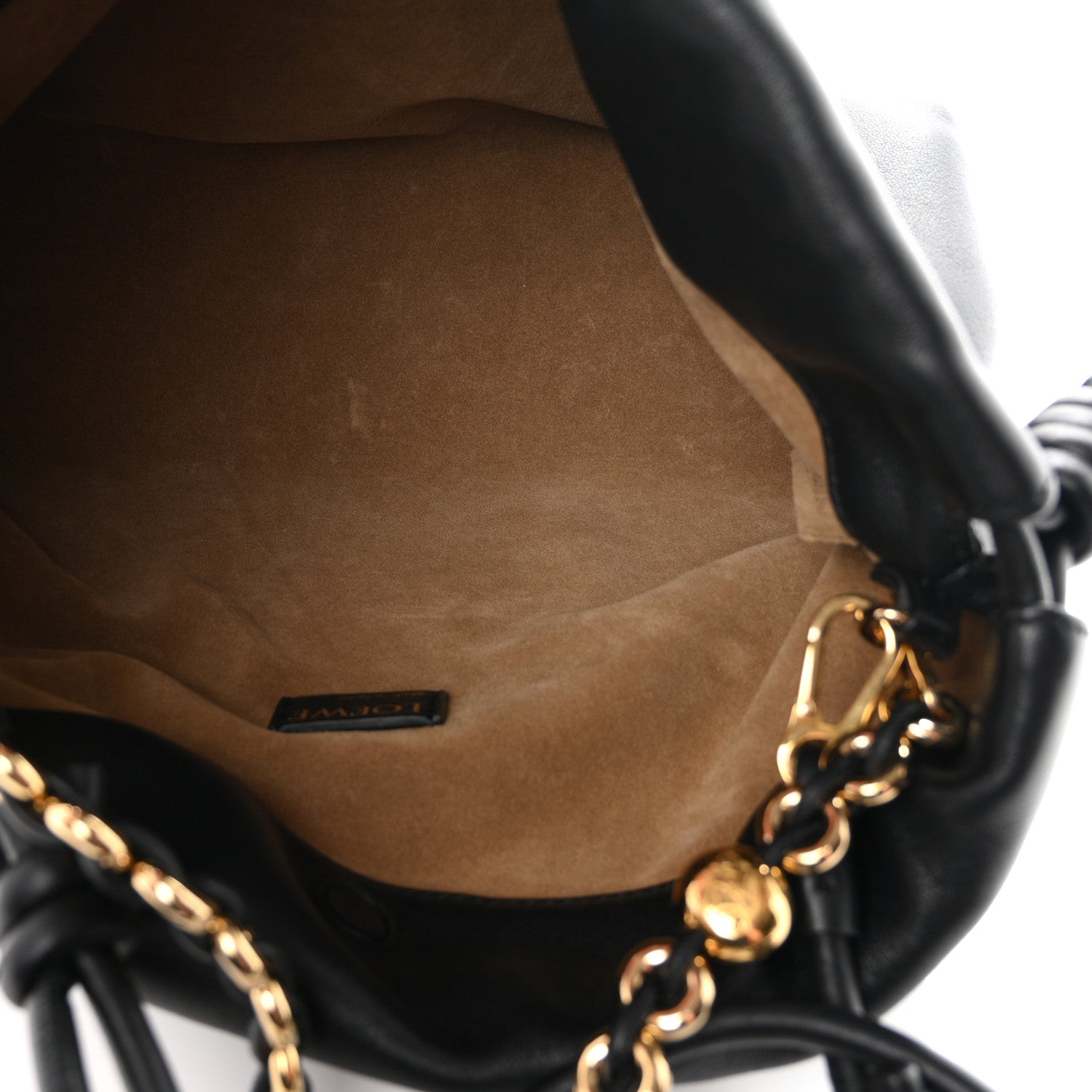 Mellow Nappa Medium Donut Chain Flamenco Knot Clutch Black — view 5