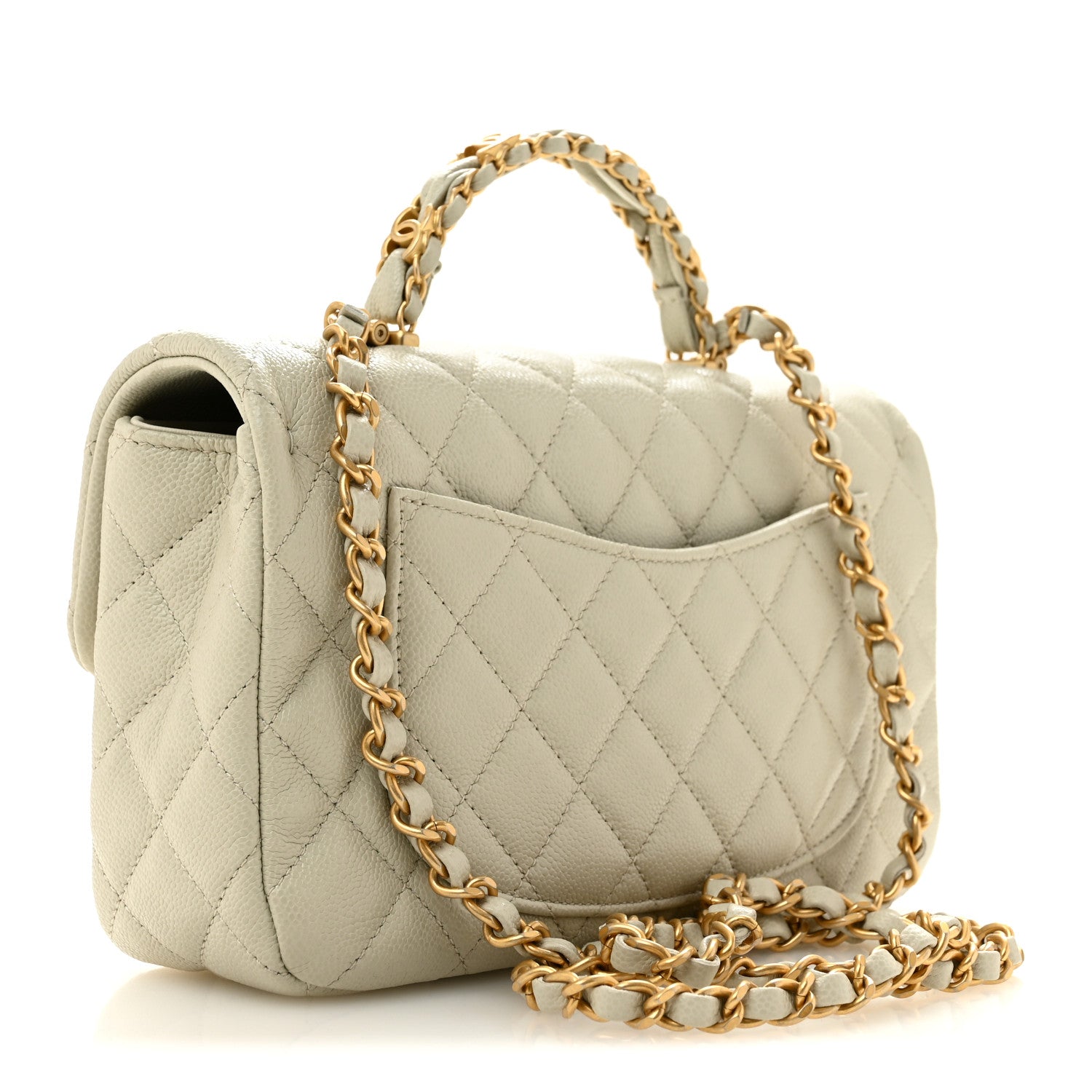 Caviar Quilted Small Handy CC Flap Light Grey — view 3