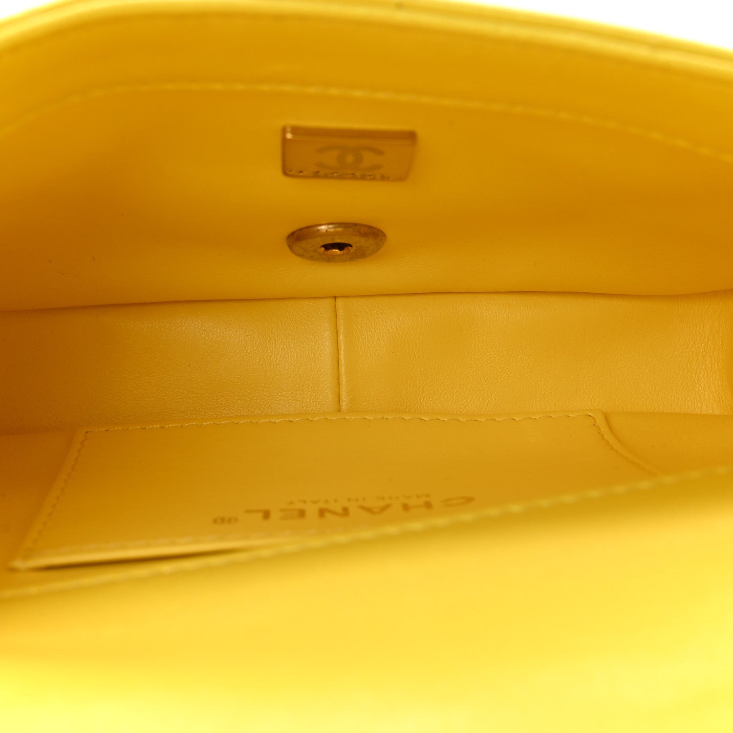 Pearly Lambskin Pearl Quilted Mini Flap Yellow — view 5