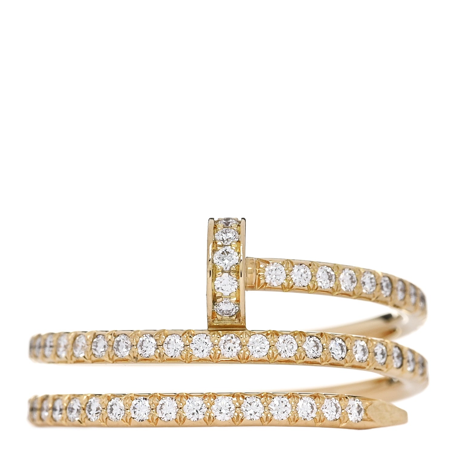 18K Yellow Gold Diamond Double Juste Un Clou Paved Ring 55 7.25