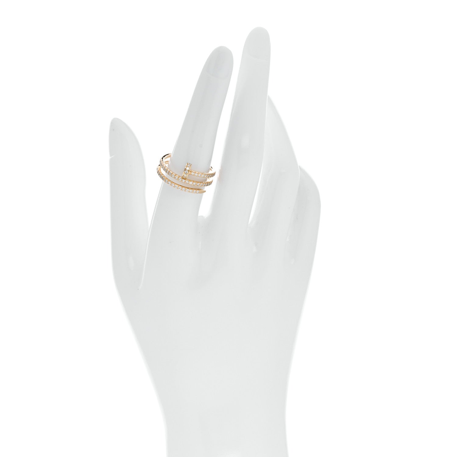 18K Yellow Gold Diamond Double Juste Un Clou Paved Ring 55 7.25 — view 2