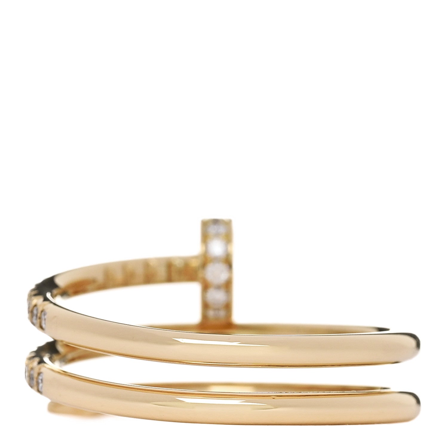 18K Yellow Gold Diamond Double Juste Un Clou Paved Ring 55 7.25 — view 3