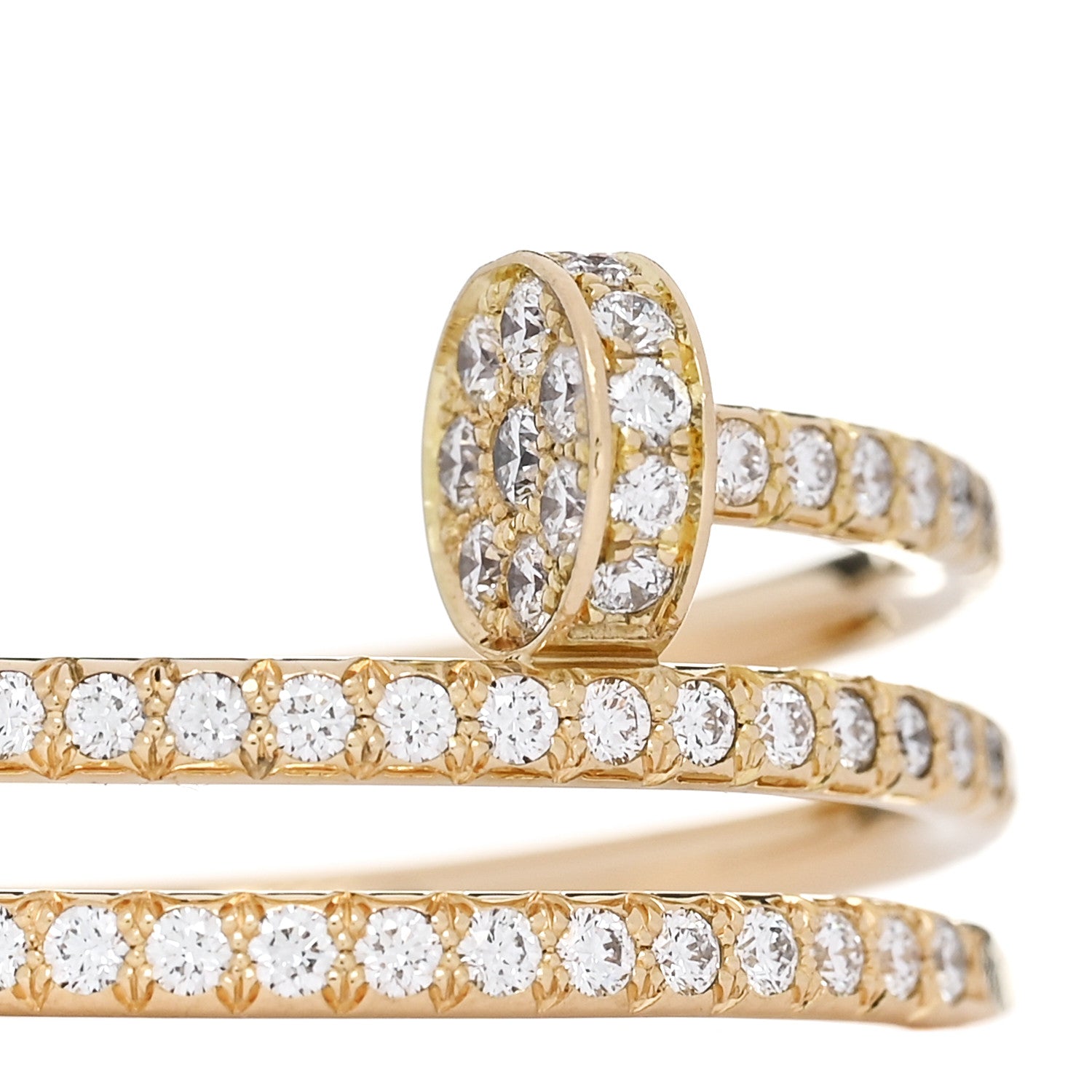 18K Yellow Gold Diamond Double Juste Un Clou Paved Ring 55 7.25 — view 4