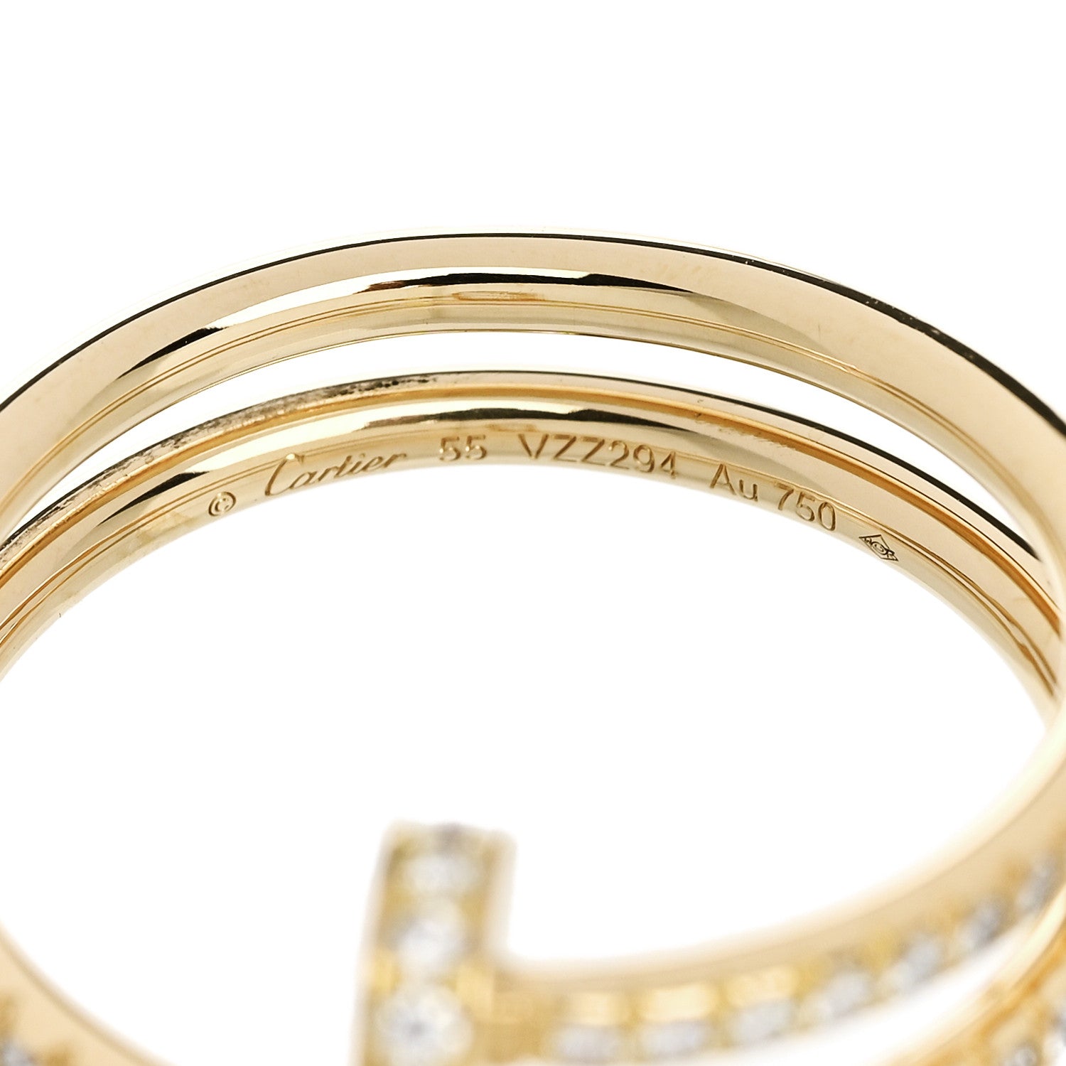 18K Yellow Gold Diamond Double Juste Un Clou Paved Ring 55 7.25 — view 5