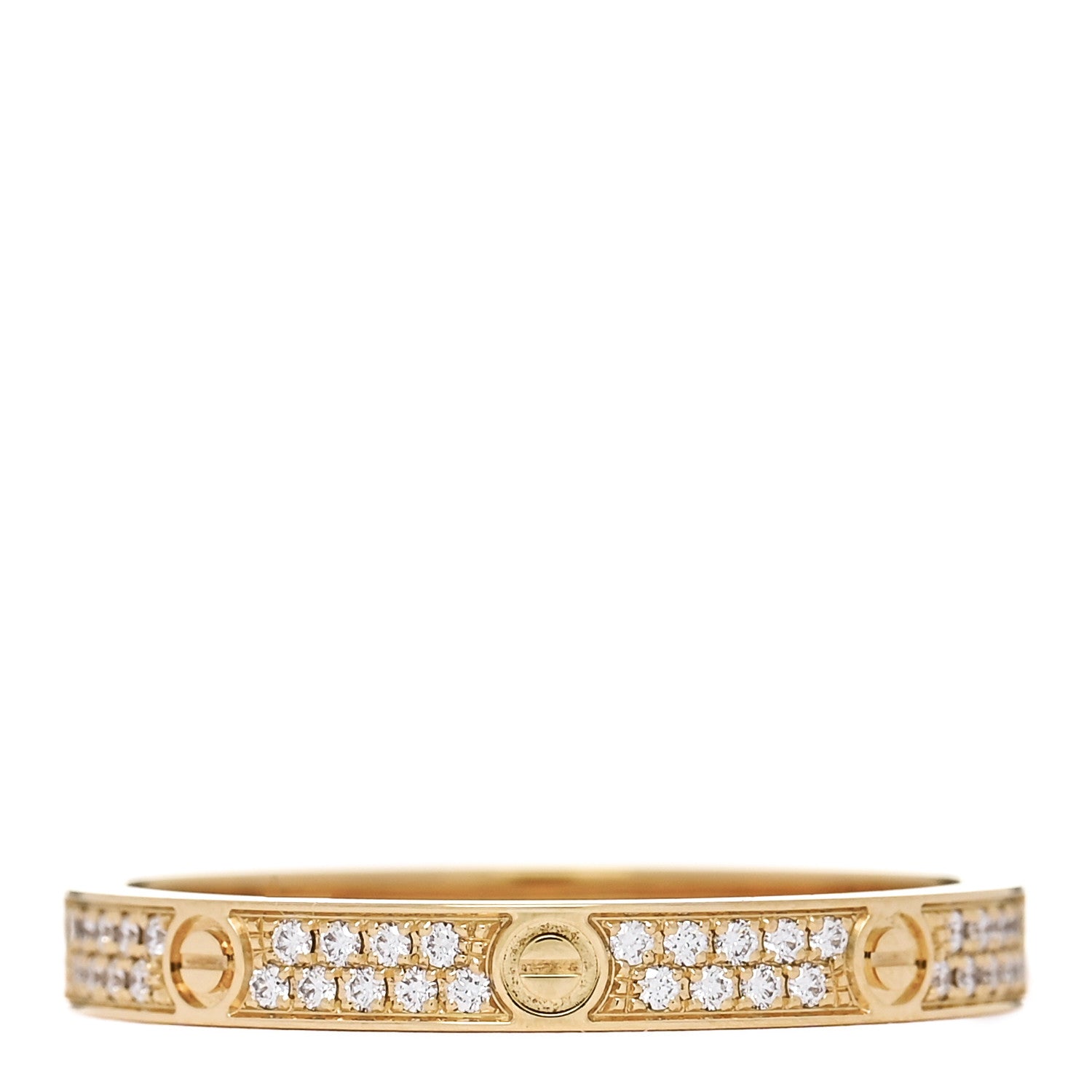 18K Yellow Gold Diamond 2.6mm LOVE Paved Band Ring 55 7.25
