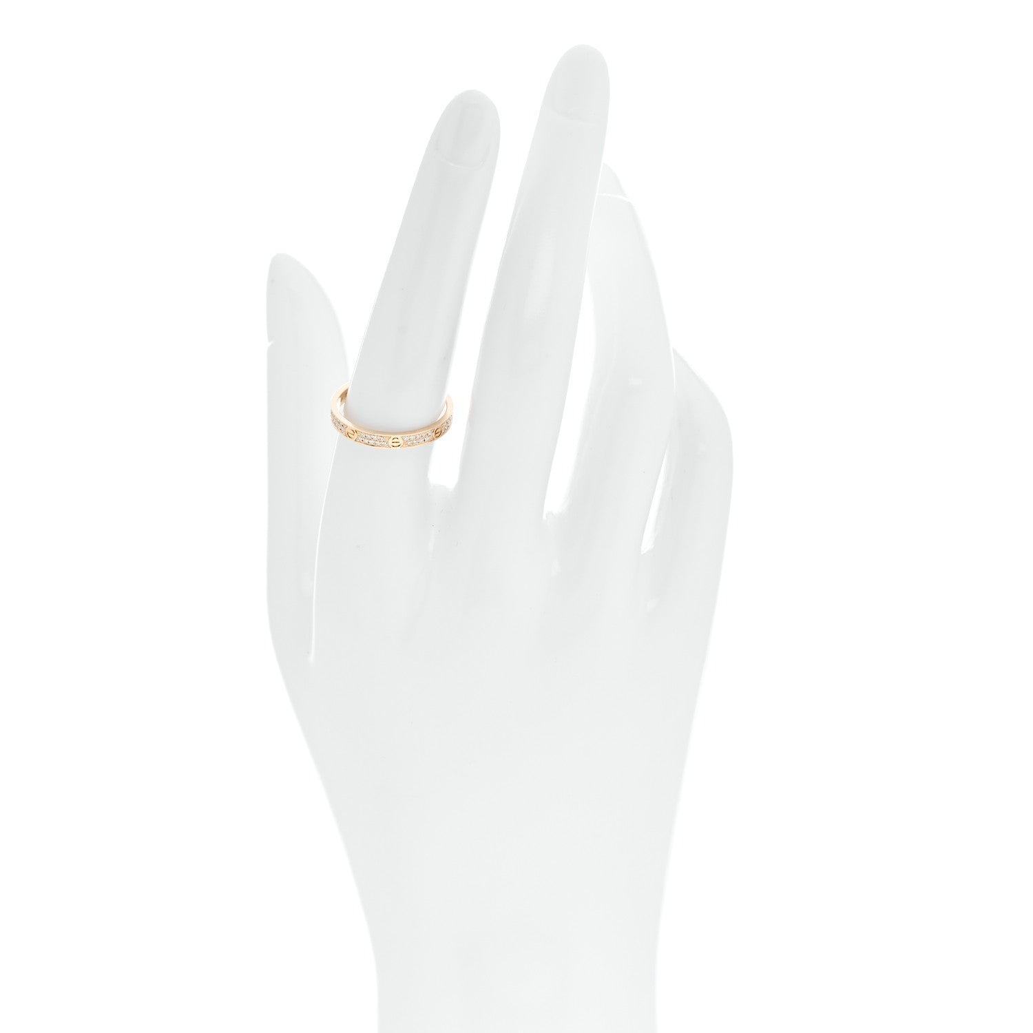 18K Yellow Gold Diamond 2.6mm LOVE Paved Band Ring 55 7.25 — view 2