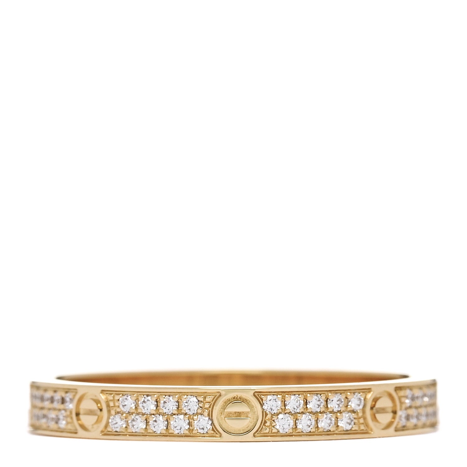 18K Yellow Gold Diamond 2.6mm LOVE Paved Band Ring 55 7.25 — view 3