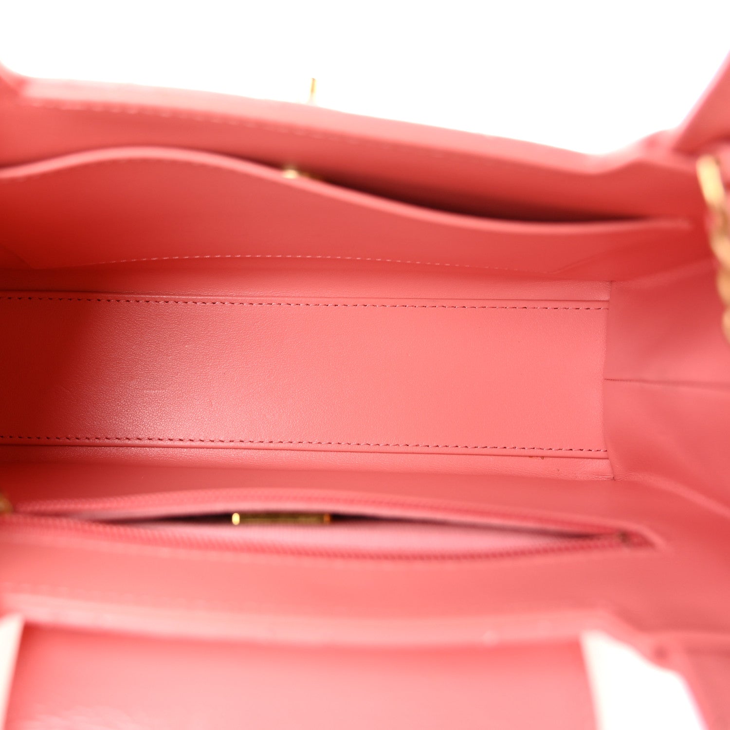 Shiny Aged Calfskin Quilted Nano Kelly Shopper Coral Pink — view 5