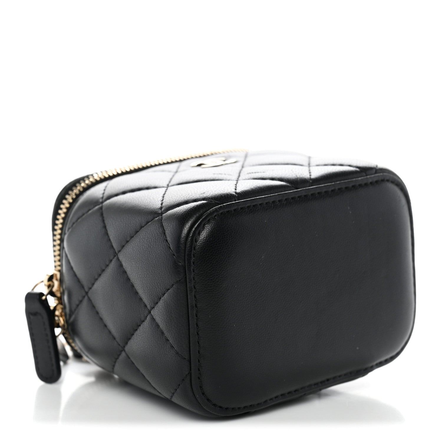 Lambskin Quilted Mini Vanity Case With Chain Black — view 4