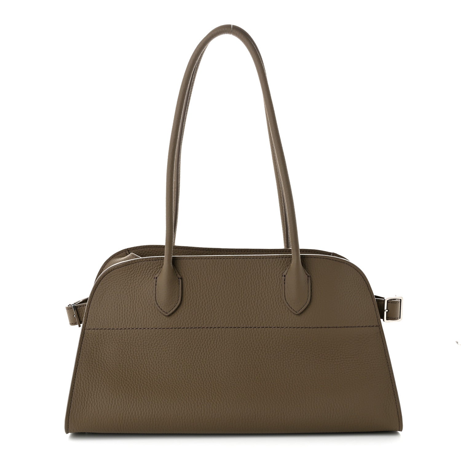 Matte Grained Calfskin Margaux Shoulder 12  Dark Taupe
