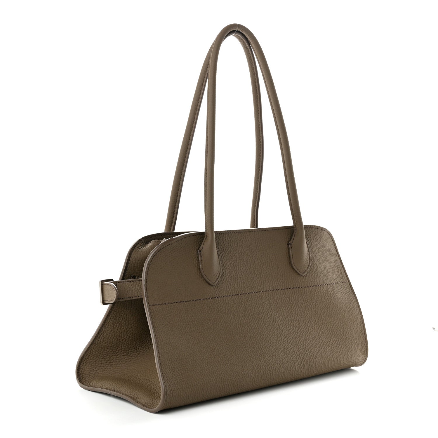 Matte Grained Calfskin Margaux Shoulder 12  Dark Taupe — view 3