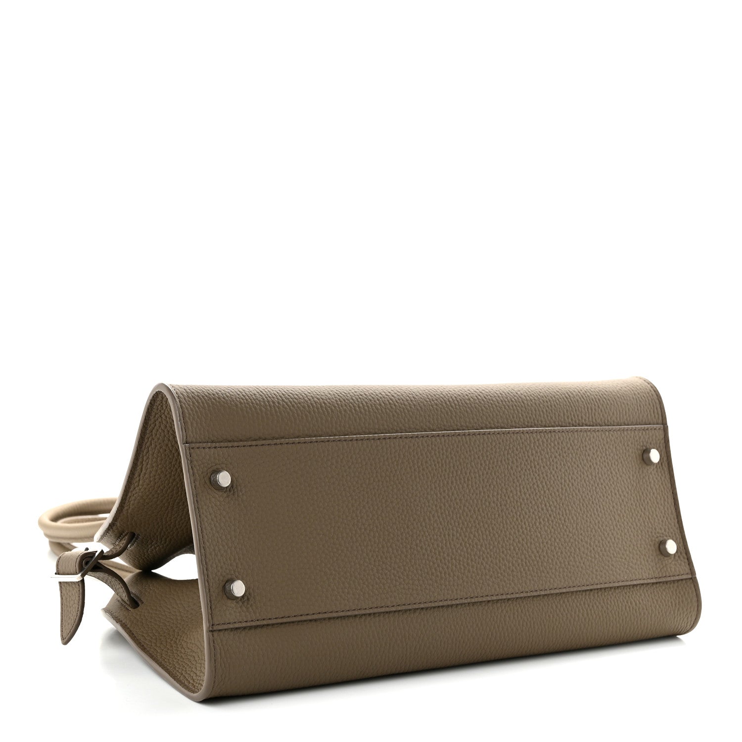 Matte Grained Calfskin Margaux Shoulder 12  Dark Taupe — view 4