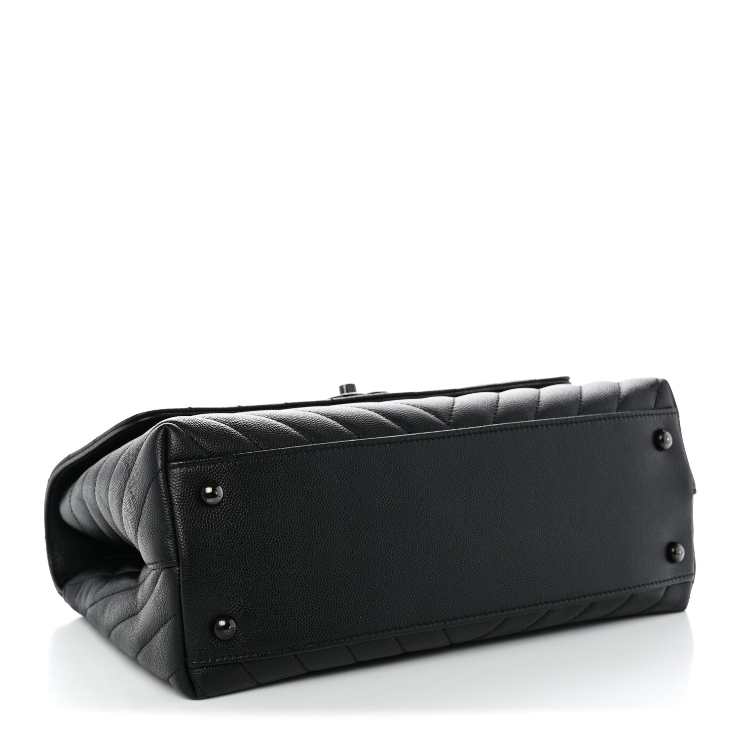 Caviar Chevron Quilted Small Coco Handle Flap So Black — view 4