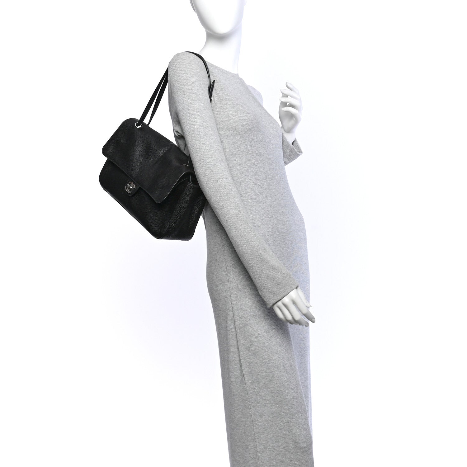 Grained Calfskin Small Souplissimo Maxi Flap Black — view 2