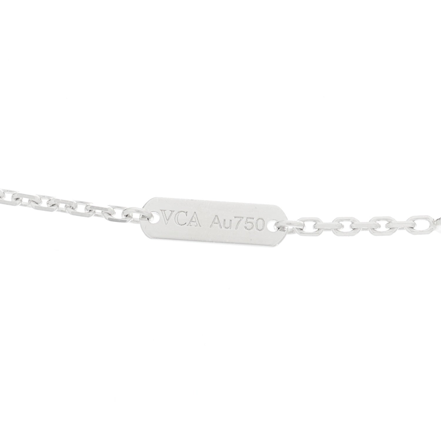 18K White Rose Gold Diamond Guilloche Vintage Alhambra Pendant Necklace — view 3
