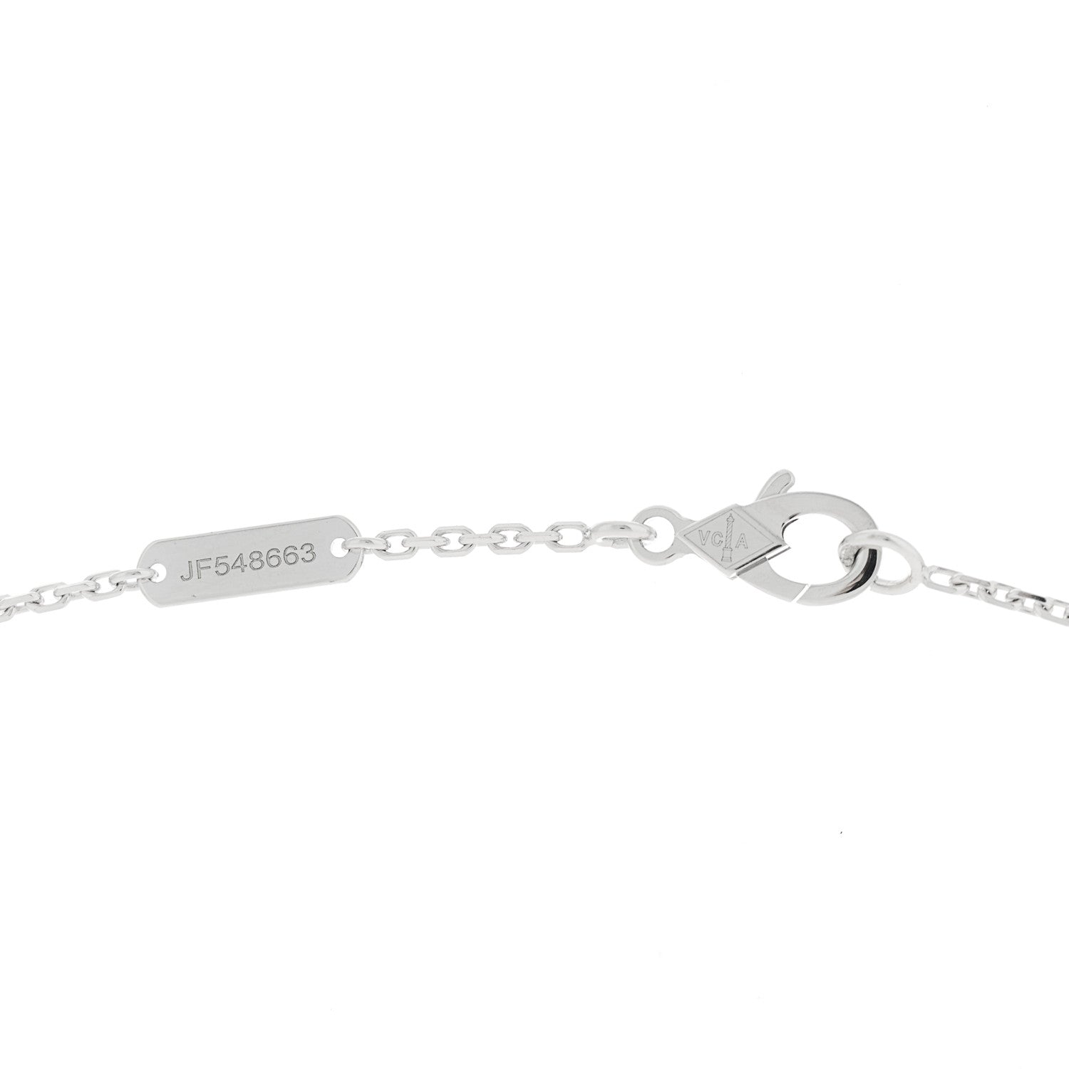 18K White Rose Gold Diamond Guilloche Vintage Alhambra Pendant Necklace — view 4