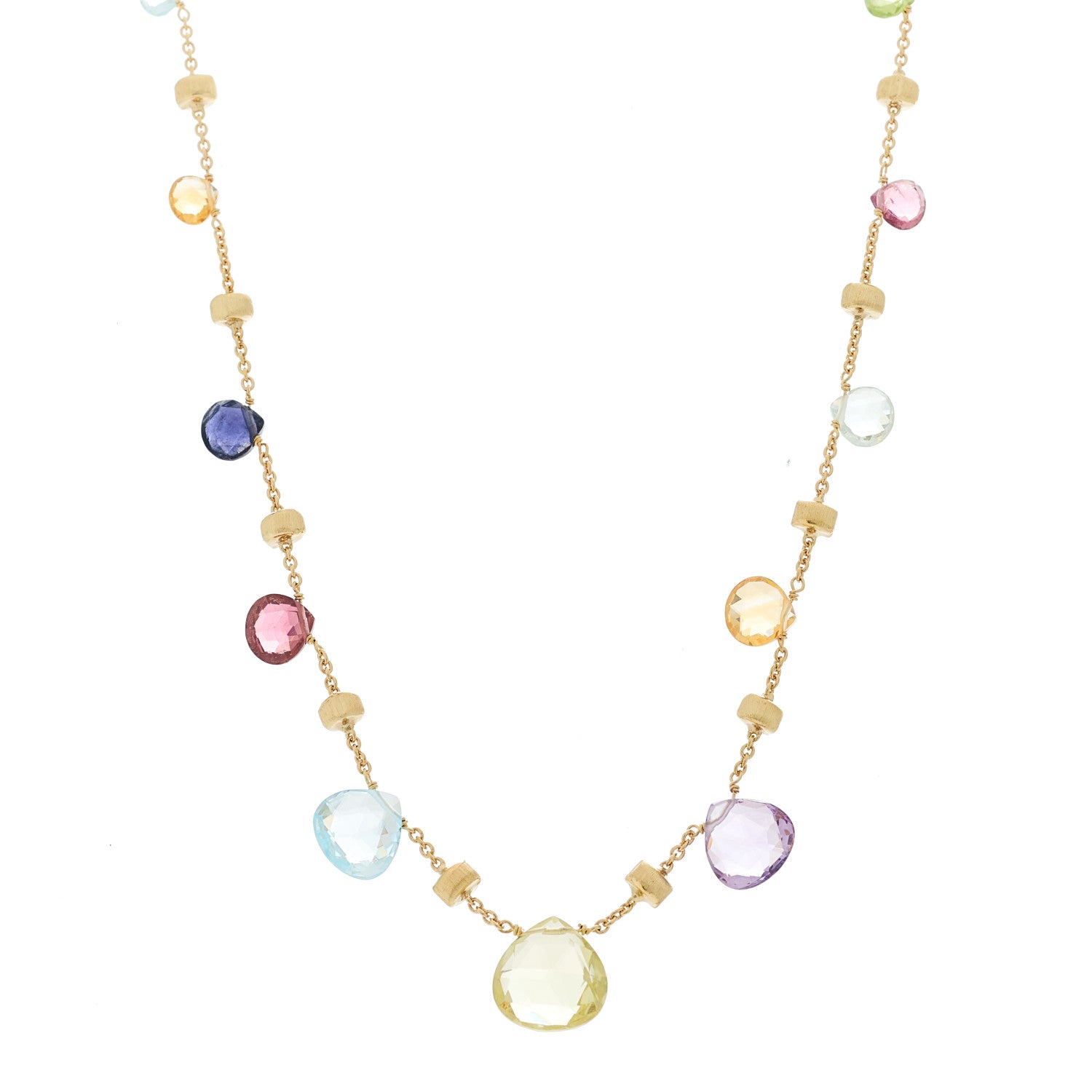 18K Yellow Gold Multi Gemstone Paradise Station Necklace
