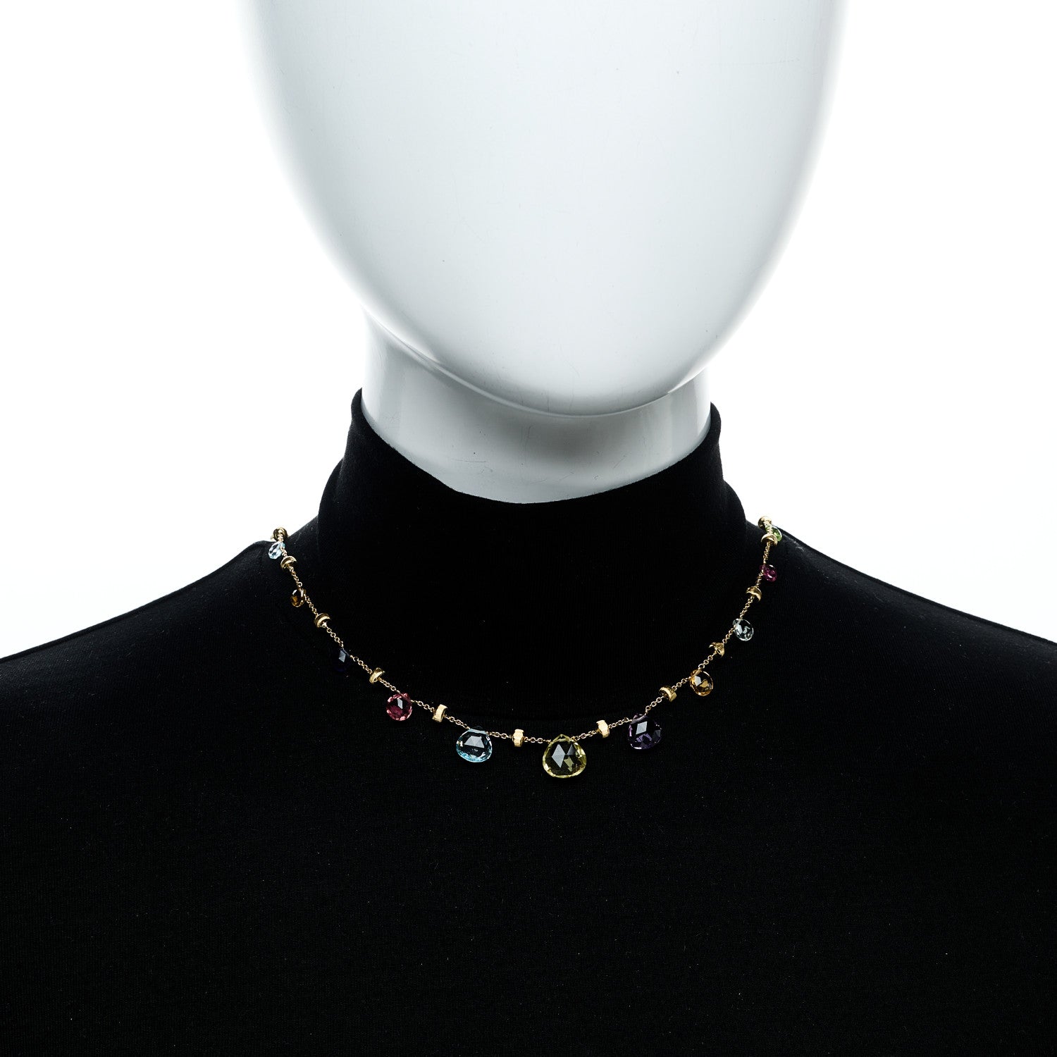 18K Yellow Gold Multi Gemstone Paradise Station Necklace — view 2