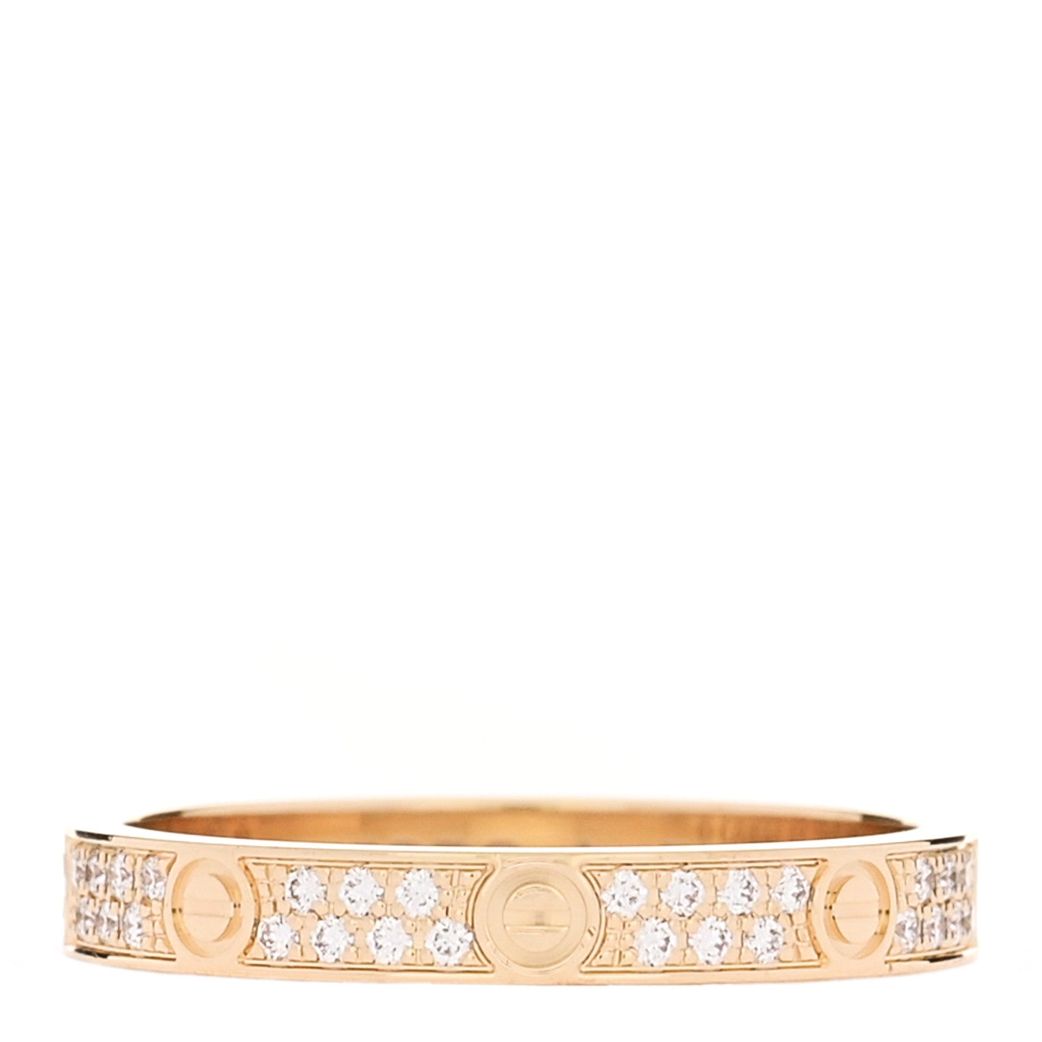 18K Yellow Gold Diamond 2.6mm LOVE Paved Band Ring 48 4.5