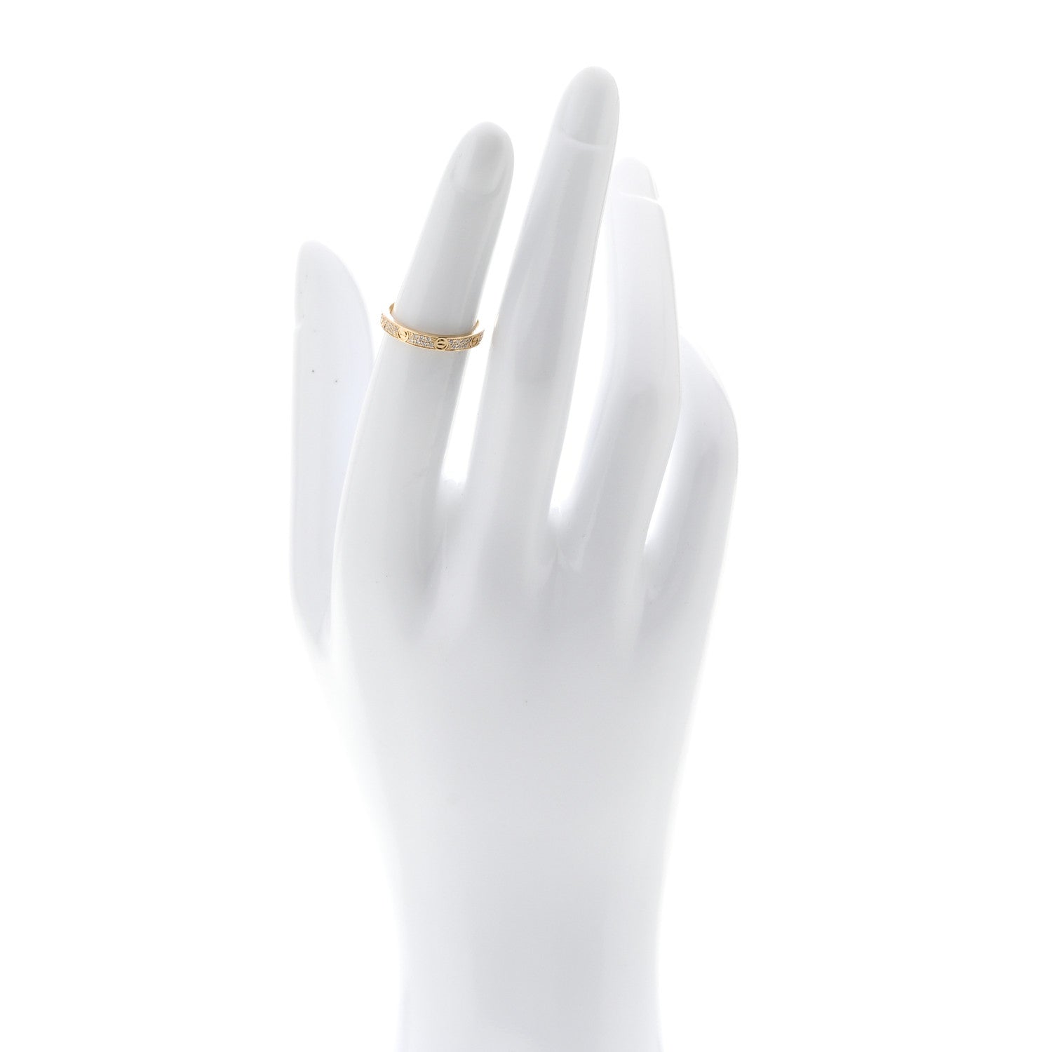 18K Yellow Gold Diamond 2.6mm LOVE Paved Band Ring 48 4.5 — view 2