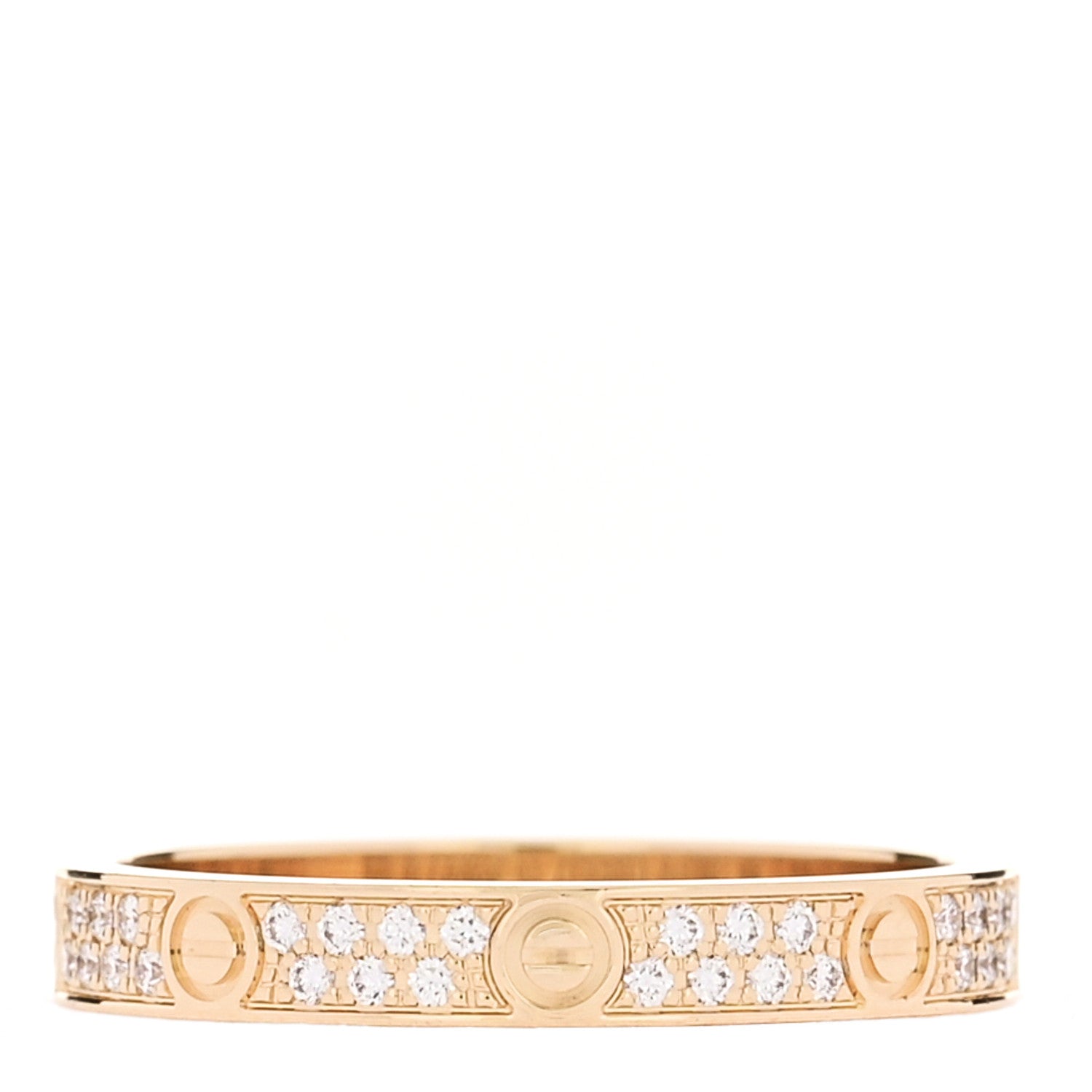 18K Yellow Gold Diamond 2.6mm LOVE Paved Band Ring 48 4.5 — view 3