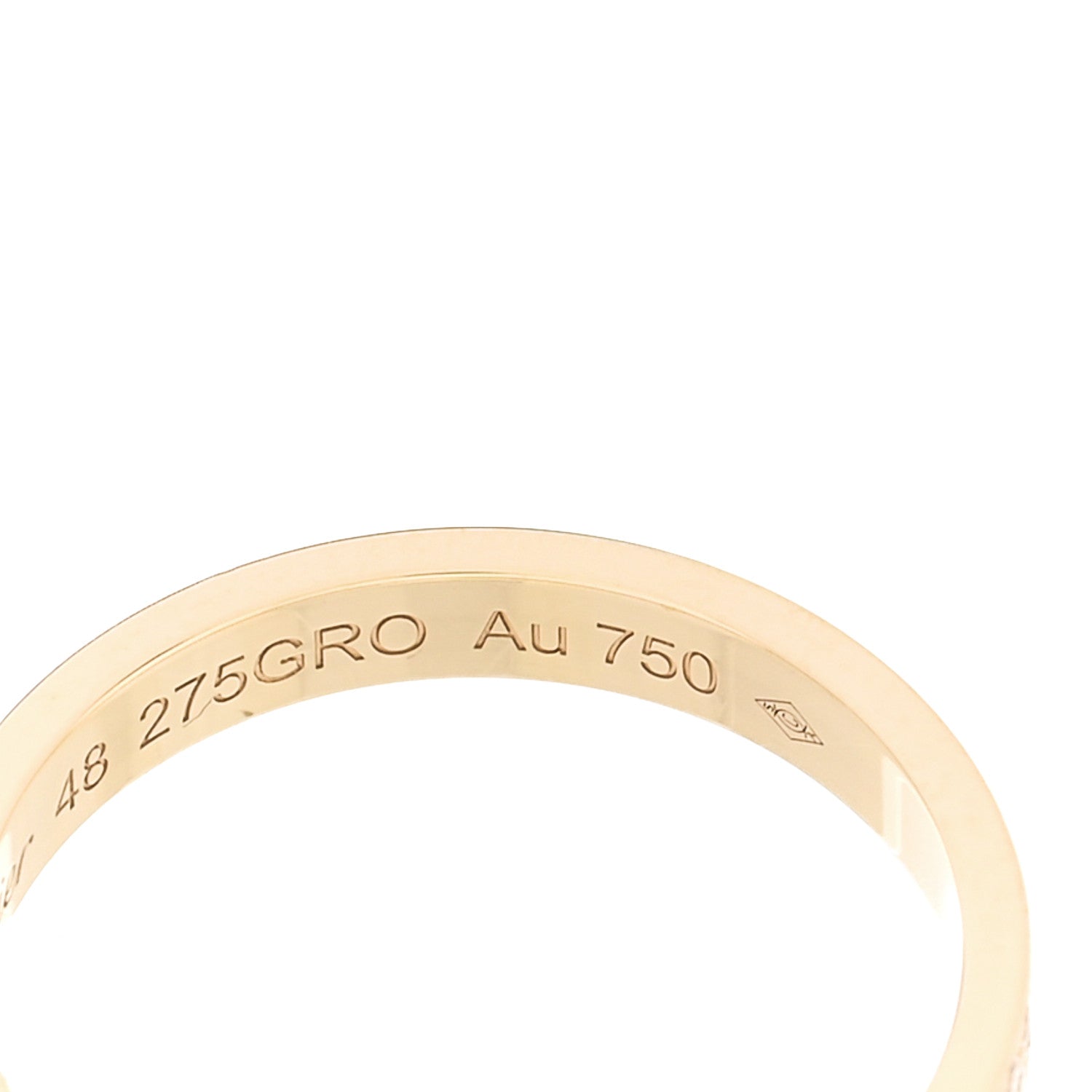 18K Yellow Gold Diamond 2.6mm LOVE Paved Band Ring 48 4.5 — view 5