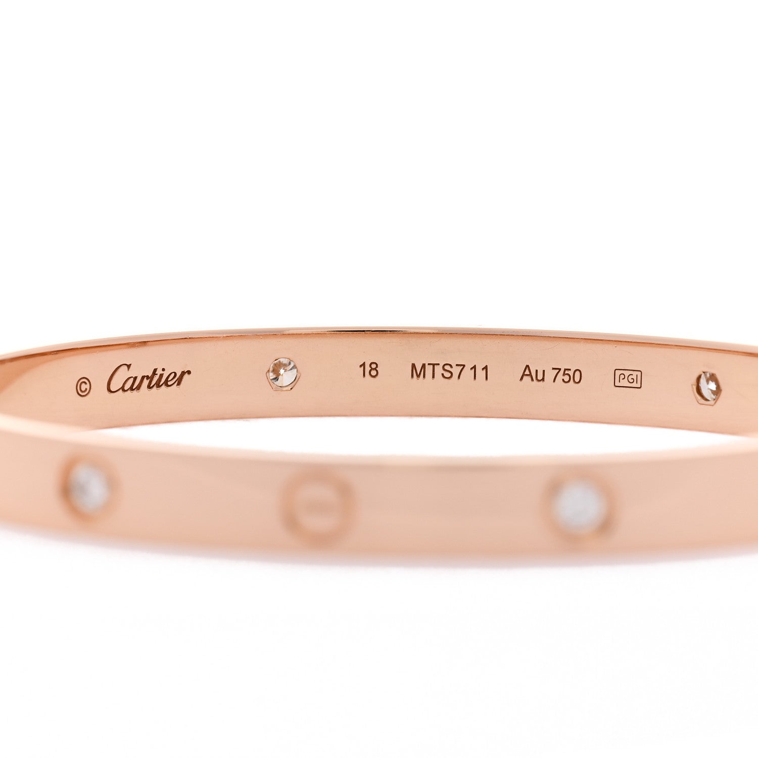18K Pink Gold 4 Diamond LOVE Bracelet 17 — view 3