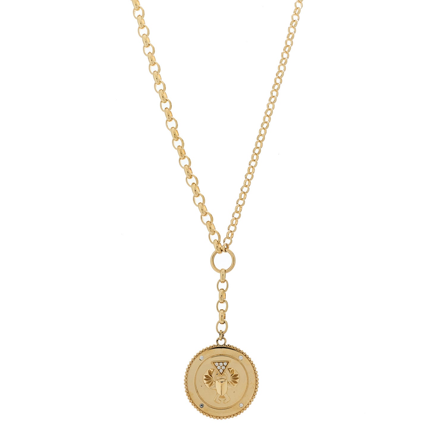 18K Yellow Gold Diamond Protection Large Mixed Belcher Extension Chain Necklace — view 1