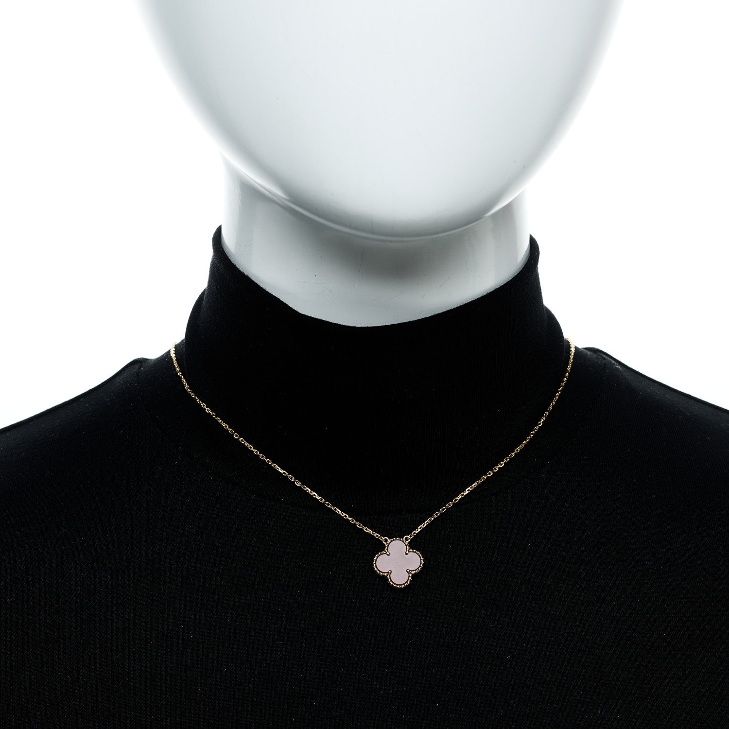 18K Yellow Gold Carnelian Vintage Alhambra Pendant Necklace — view 2