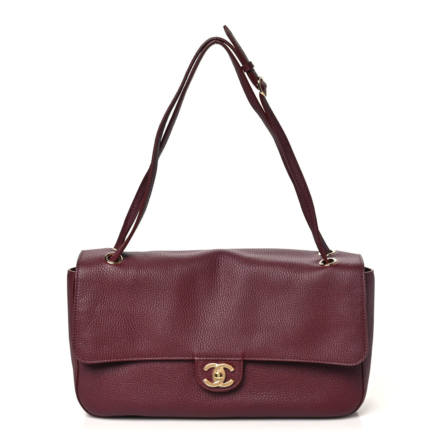 Grained Calfskin Small Souplissimo Maxi Flap Burgundy — view 2