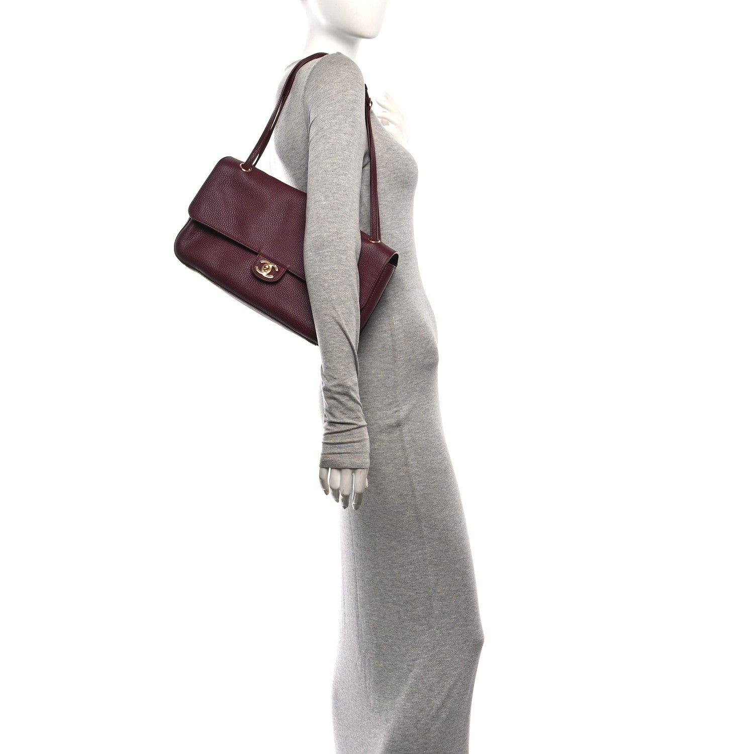 Grained Calfskin Small Souplissimo Maxi Flap Burgundy — view 3