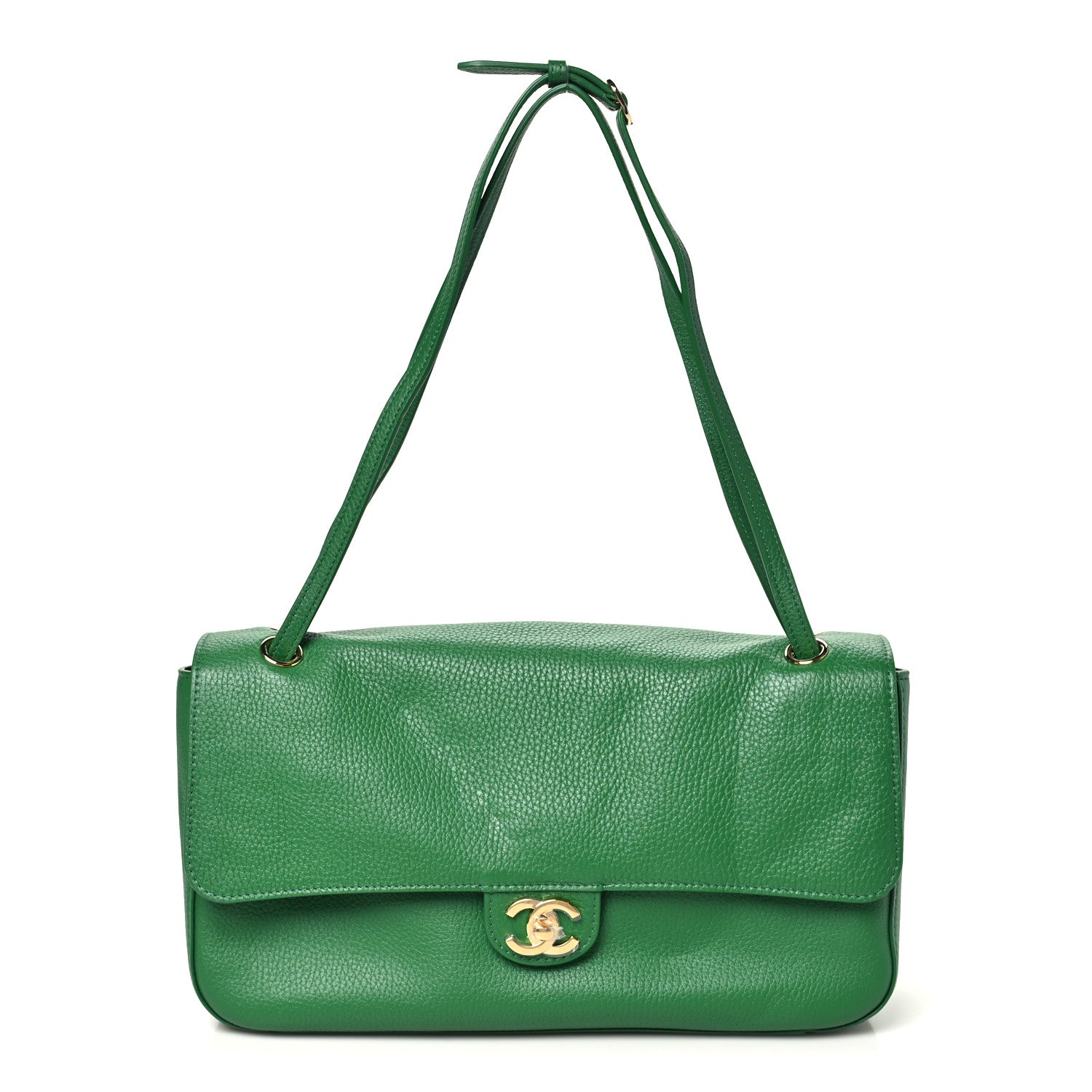Grained Calfskin Small Souplissimo Maxi Flap Green