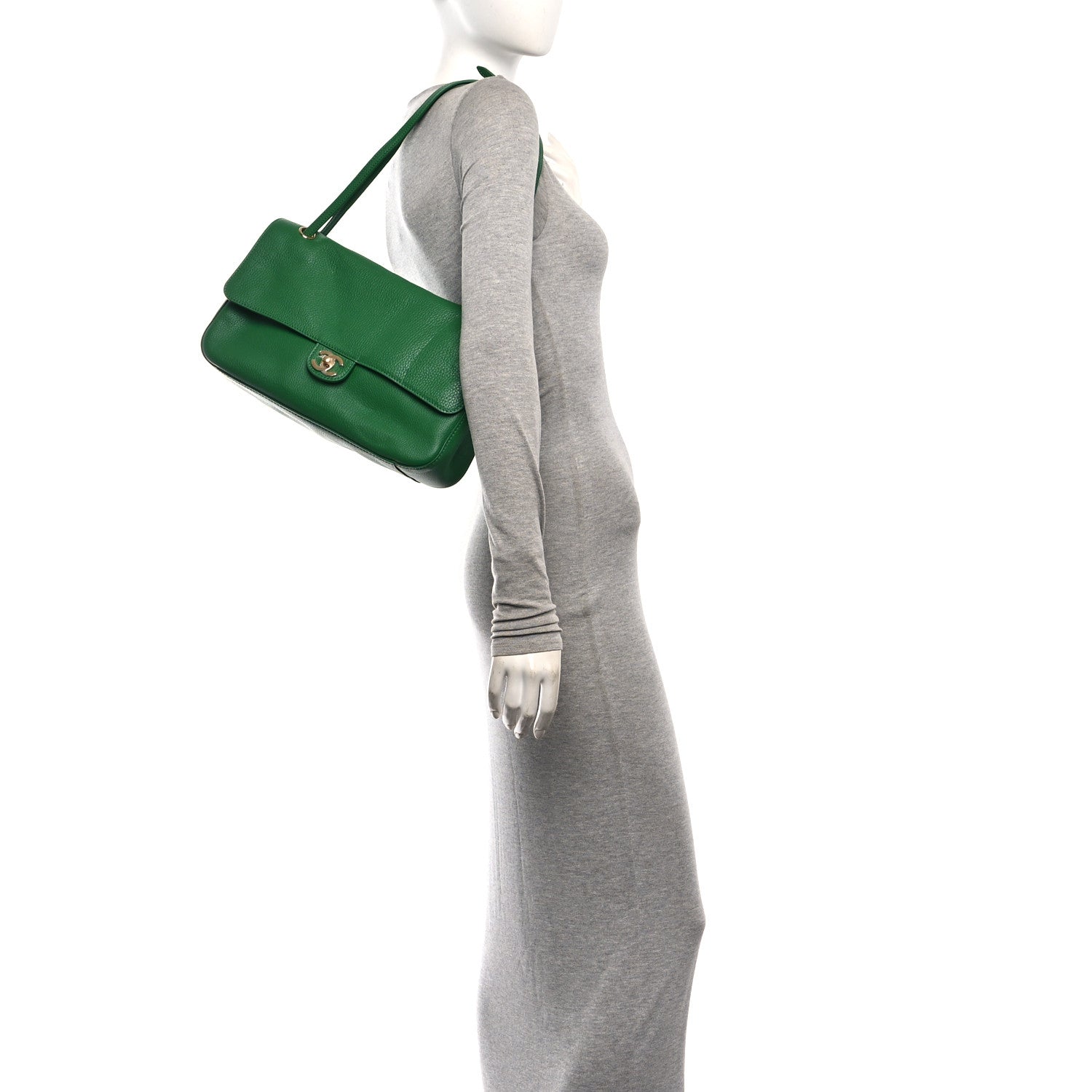 Grained Calfskin Small Souplissimo Maxi Flap Green — view 4