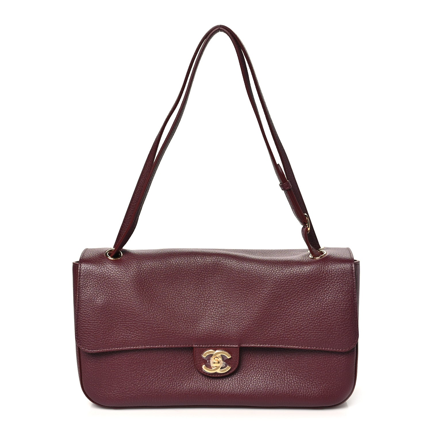 Grained Calfskin Small Souplissimo Maxi Flap Burgundy