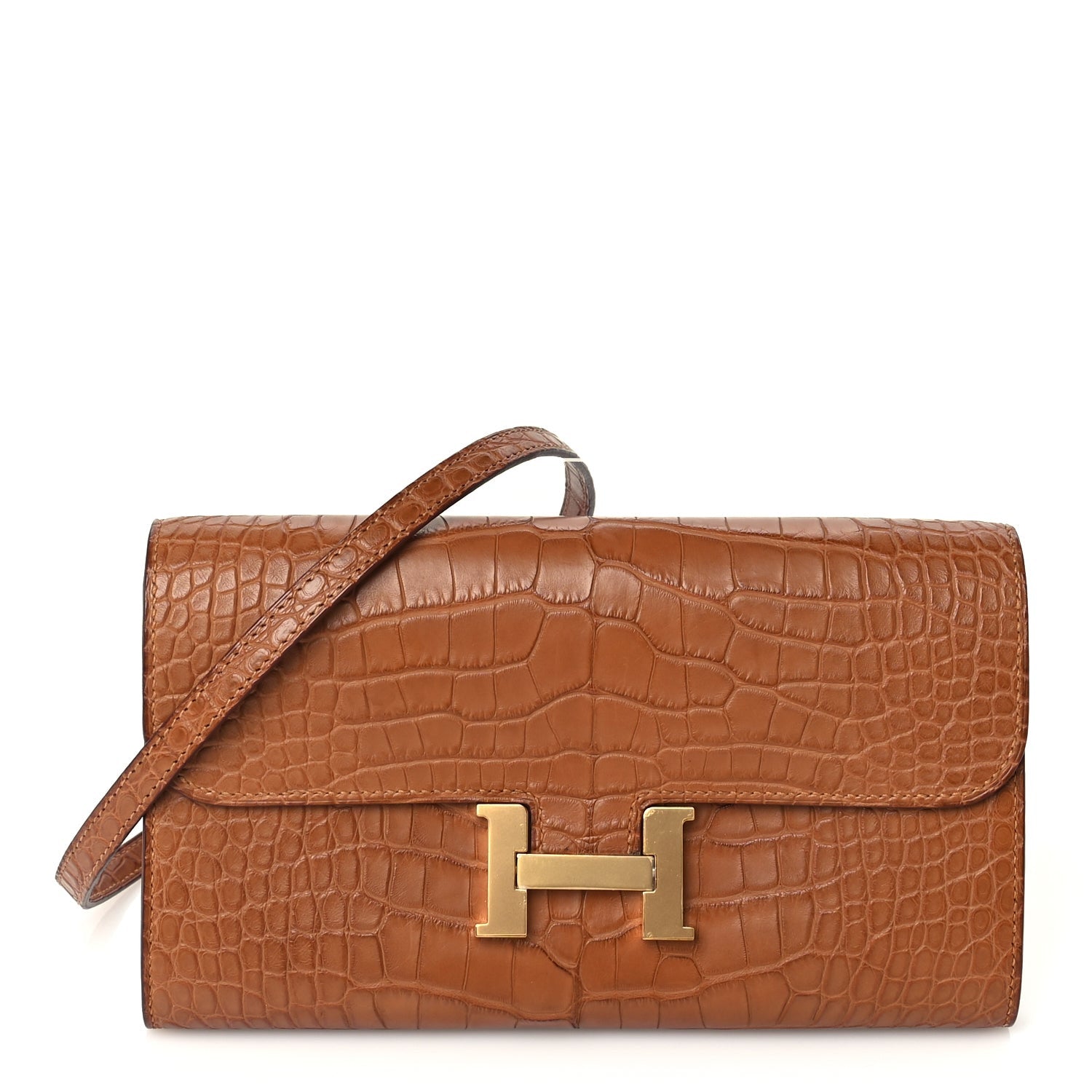 Matte Alligator Constance Long Wallet To Go Gold — view 1