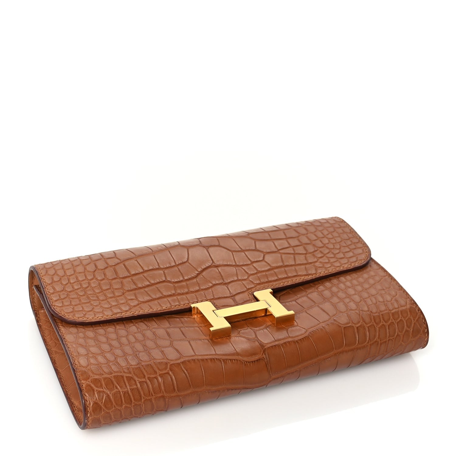 Matte Alligator Constance Long Wallet To Go Gold — view 3