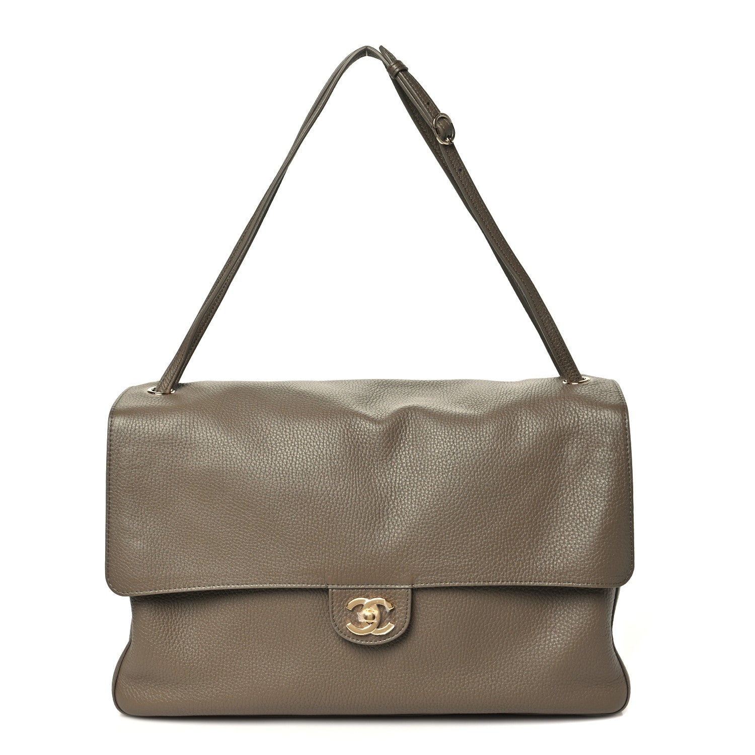 Grained Calfskin Souplissimo Maxi Flap Light Brown