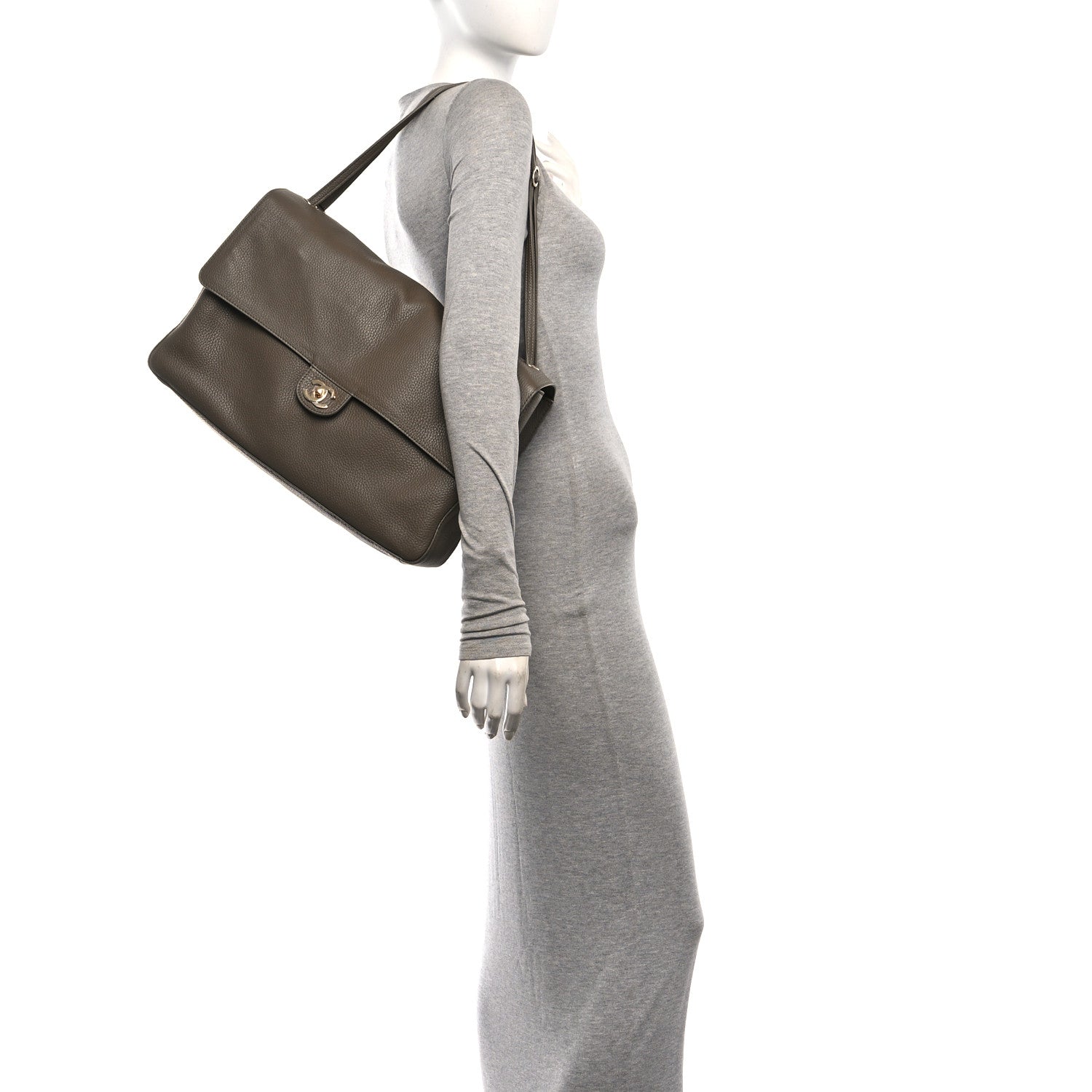 Grained Calfskin Souplissimo Maxi Flap Light Brown — view 3
