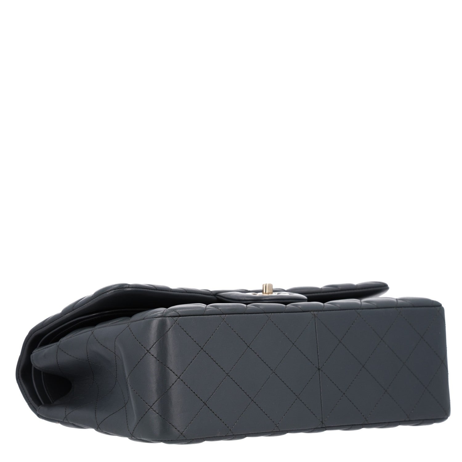 Lambskin Quilted Jumbo Double Flap Dark Grey — view 4